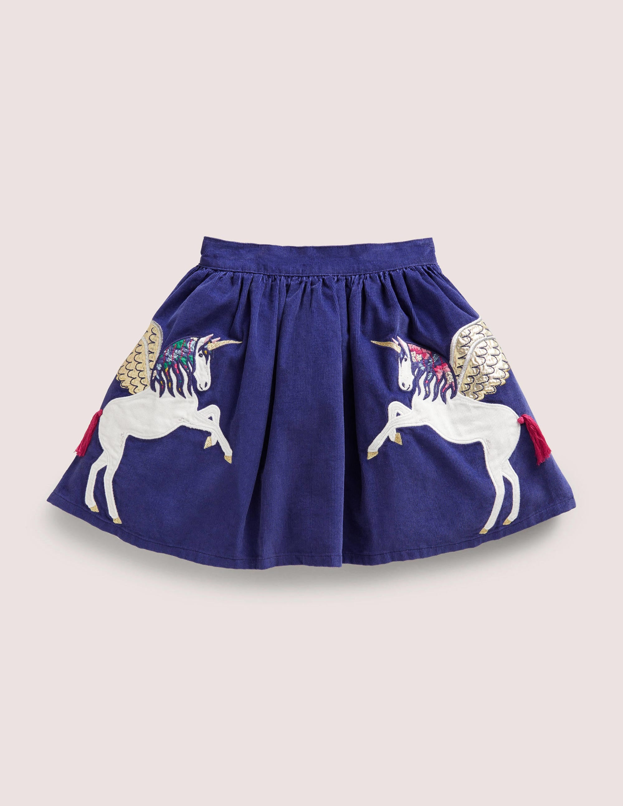 Jupe en velours côtelé à appliqué-Licornes bleu tribord - Image 1