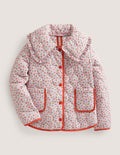 Veste matelassée avec col-Motif floral vintage rose lilas