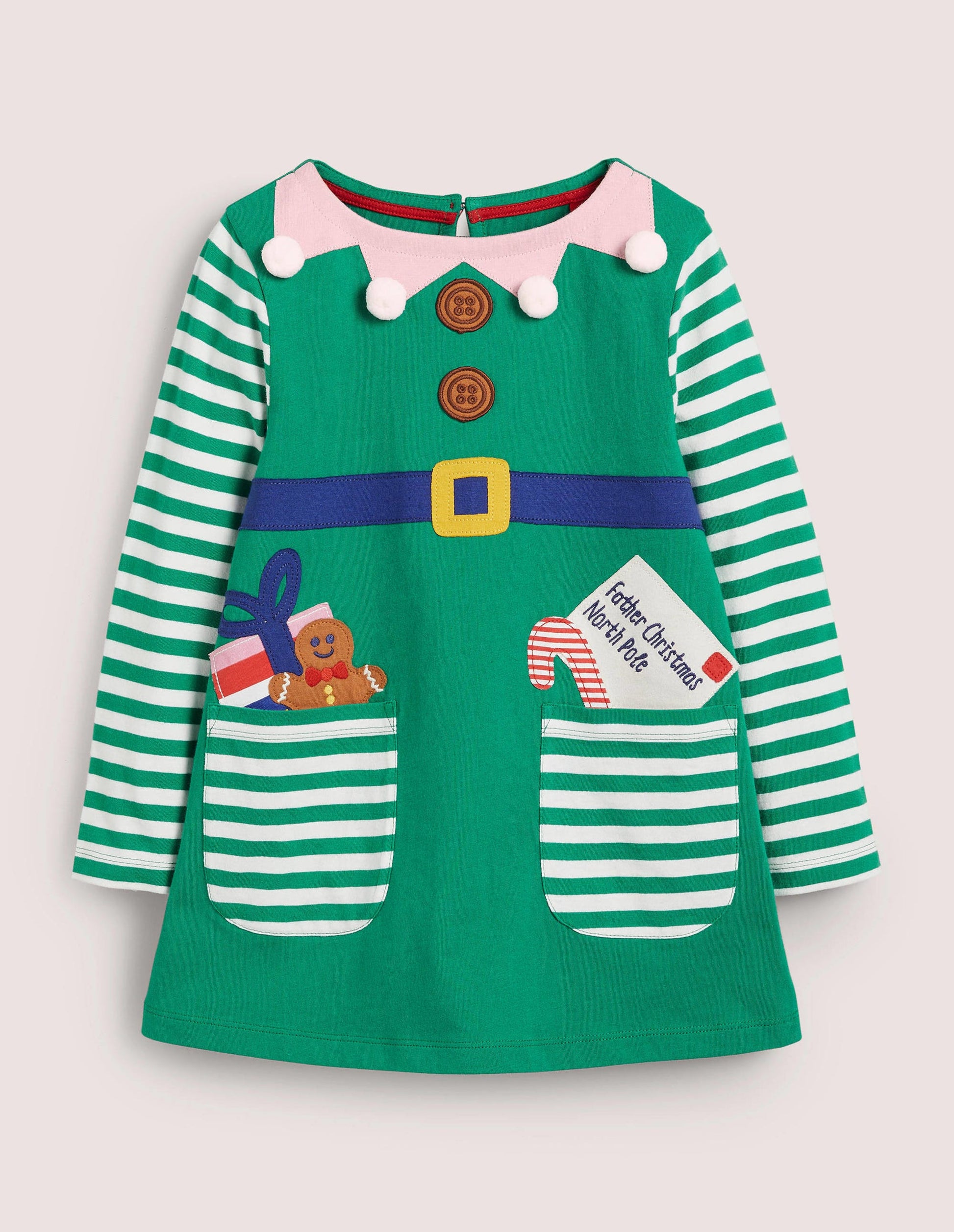 Jersey-Tunika mit Taschen-Schottengrün, Elf-1