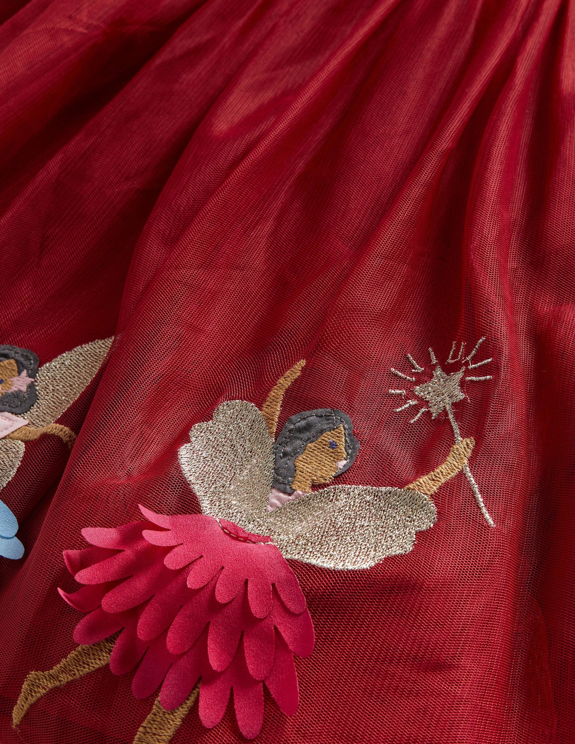 Red Velvet Tulle Party Dress-Rotbraun, Feen - Image 3