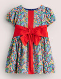Robe de fête à motif floral et nœud-Nœud floral multi
