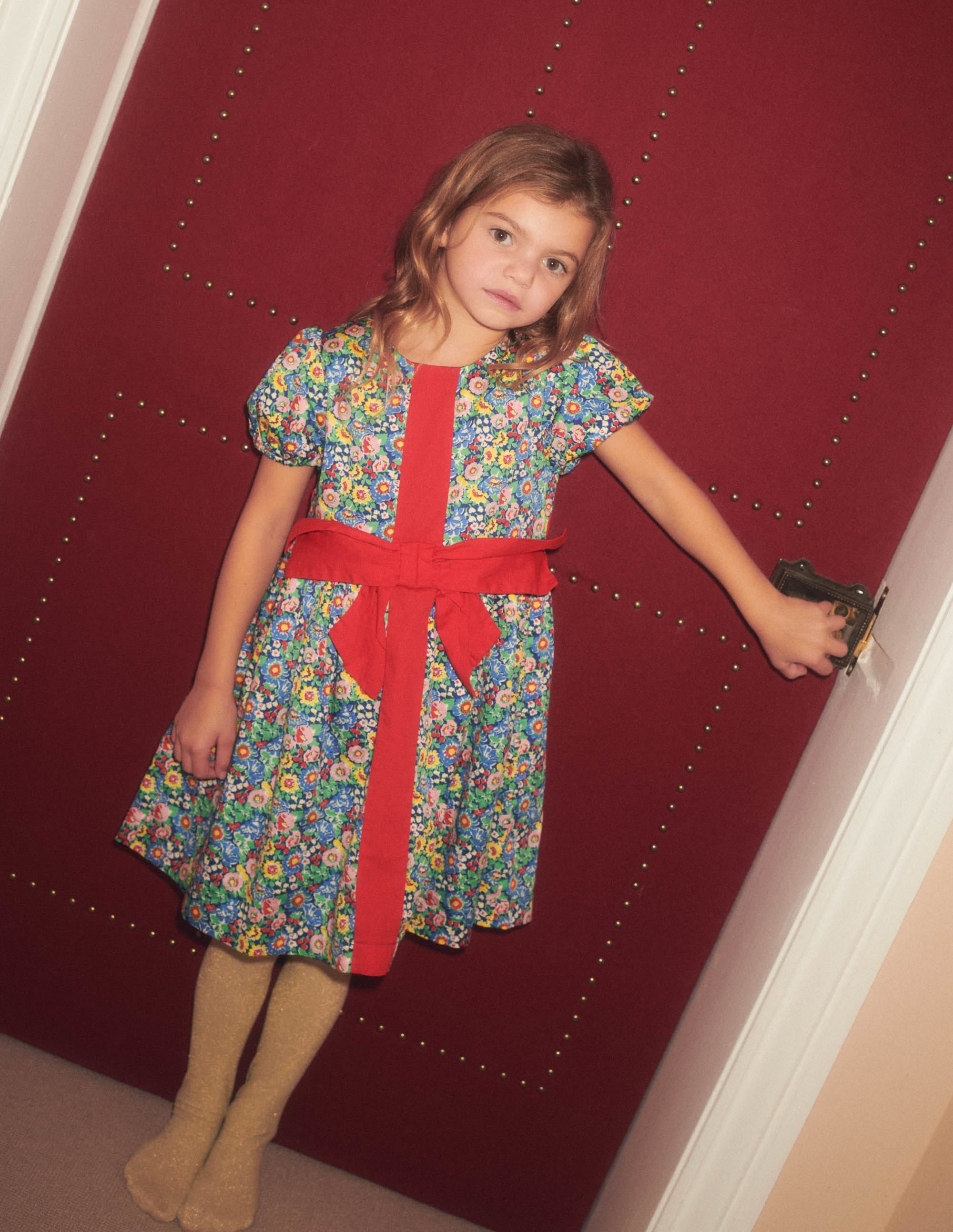 Robe de fête à motif floral et nœud-Nœud floral multi - Image 5