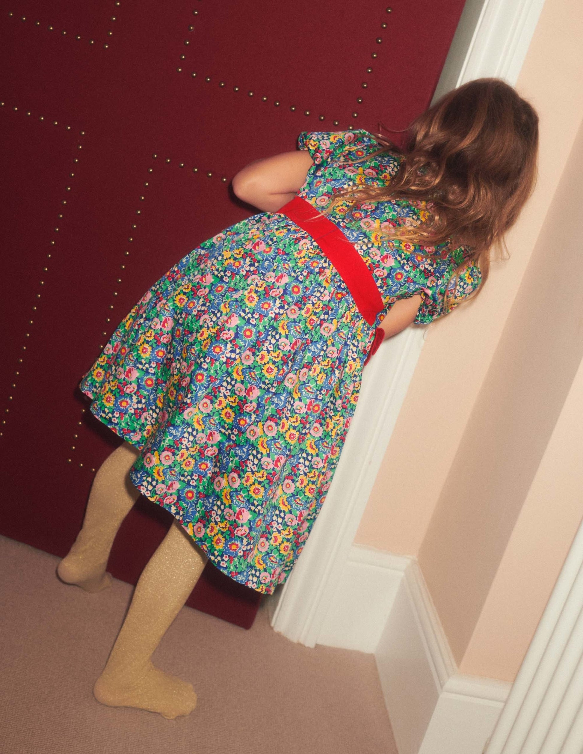 Robe de fête à motif floral et nœud-Nœud floral multi-6
