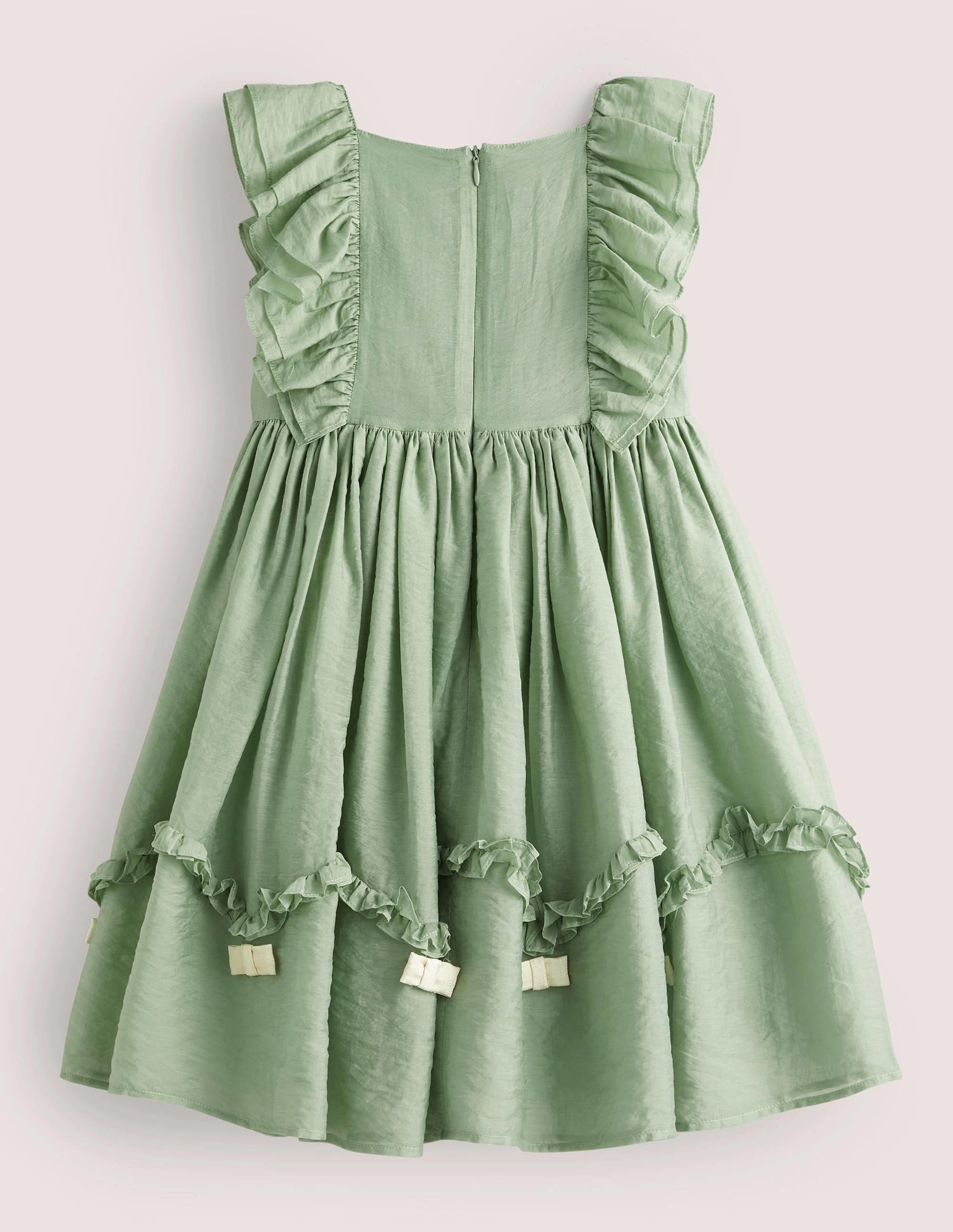 Green Organza Bow Party Dress-Zultanitgrün, Goldene Schleifen - Image 2