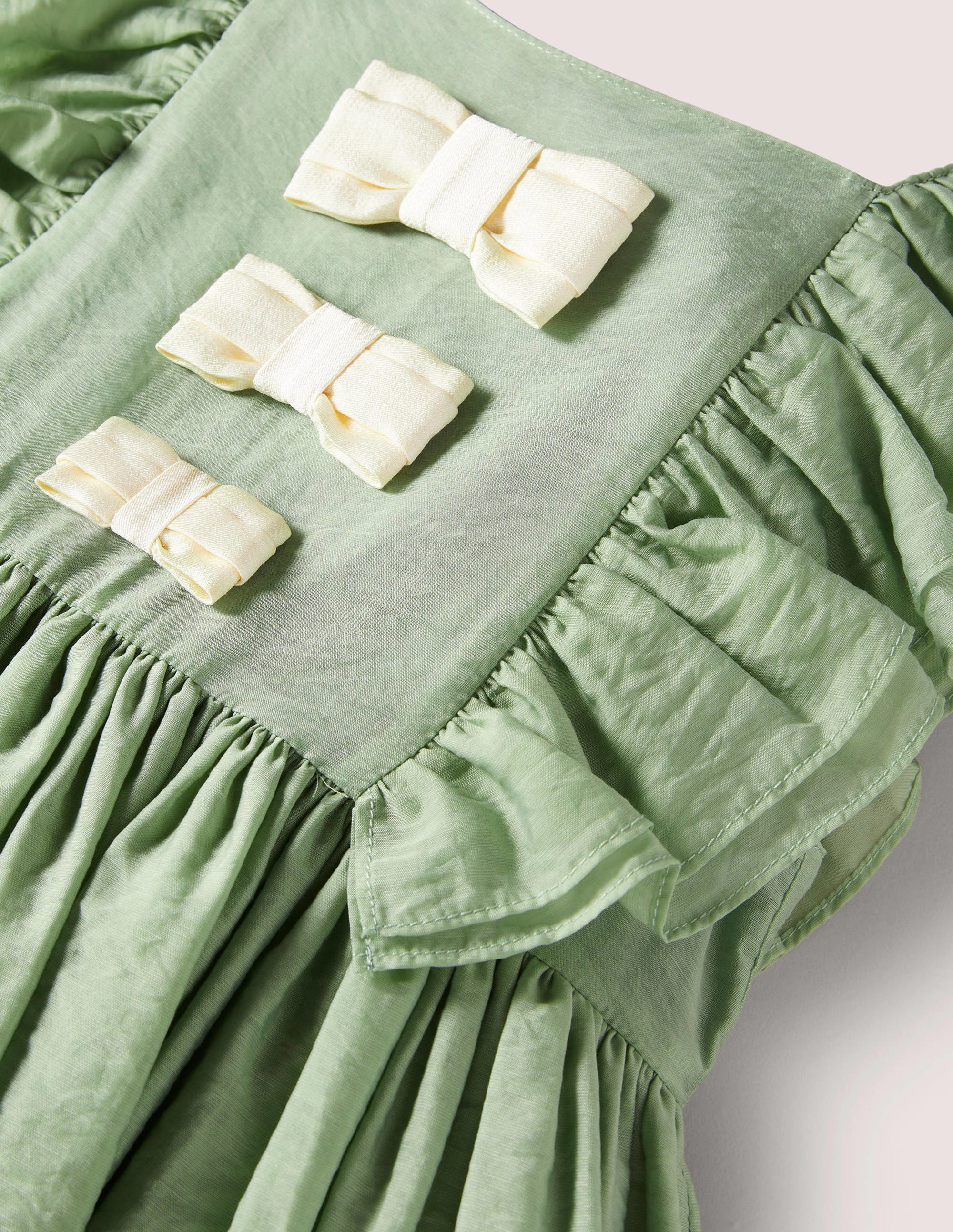 Green Organza Bow Party Dress-Zultanitgrün, Goldene Schleifen - Image 3