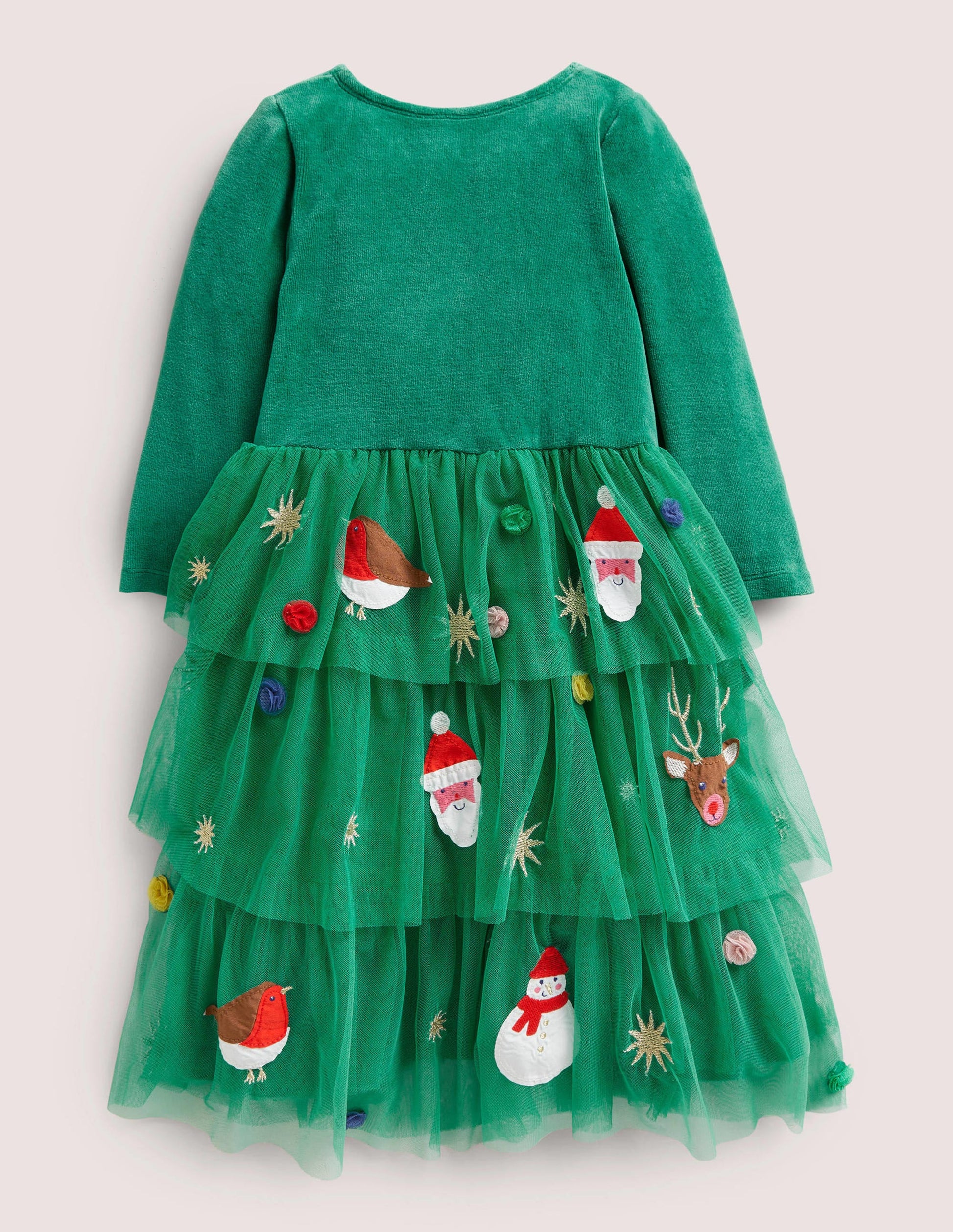Green Tiered Tulle Christmas Party Dress-Waldgrün, Weihnachtsmotiv-2