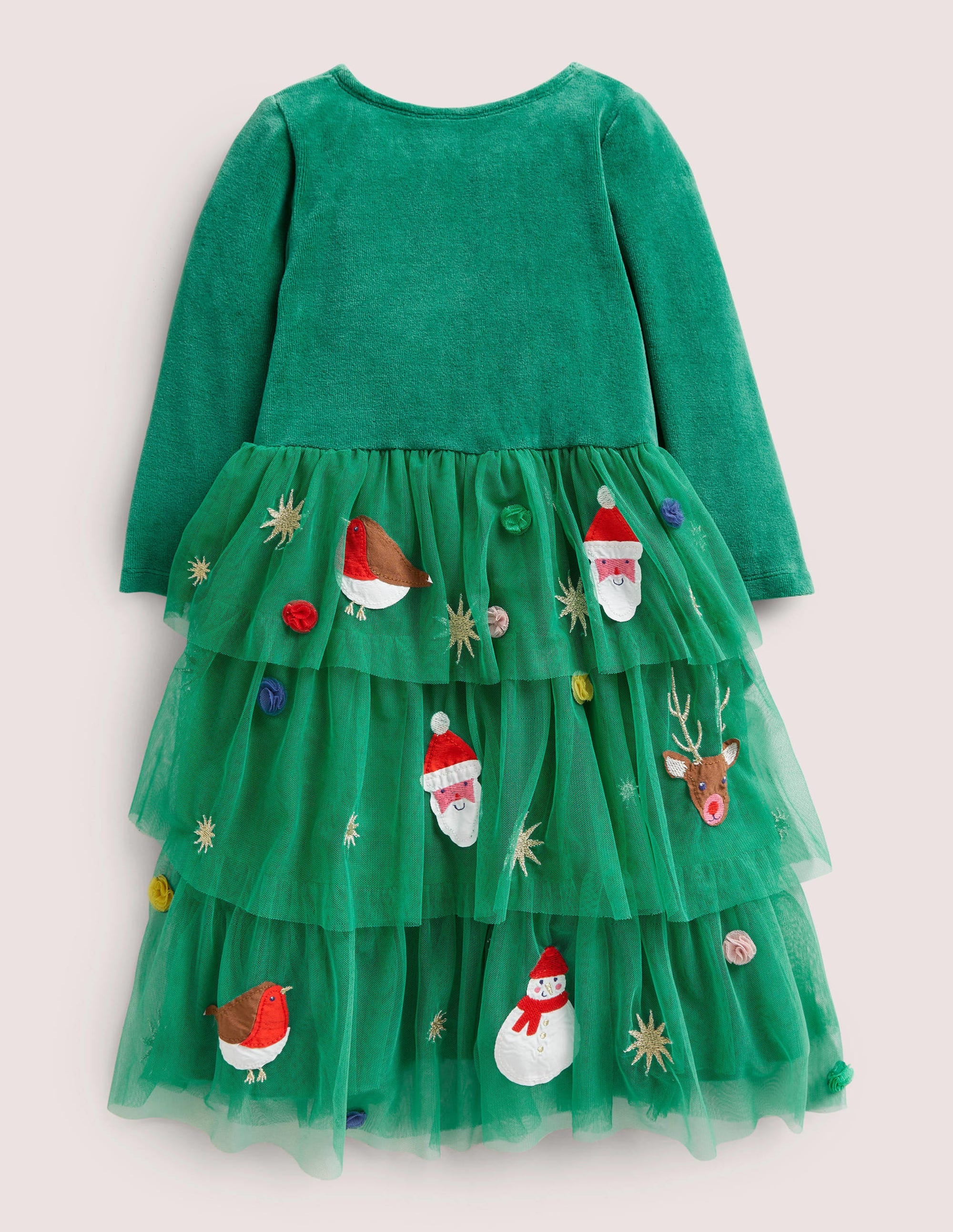 Green Tiered Tulle Christmas Party Dress-Waldgrün, Weihnachtsmotiv - Image 2