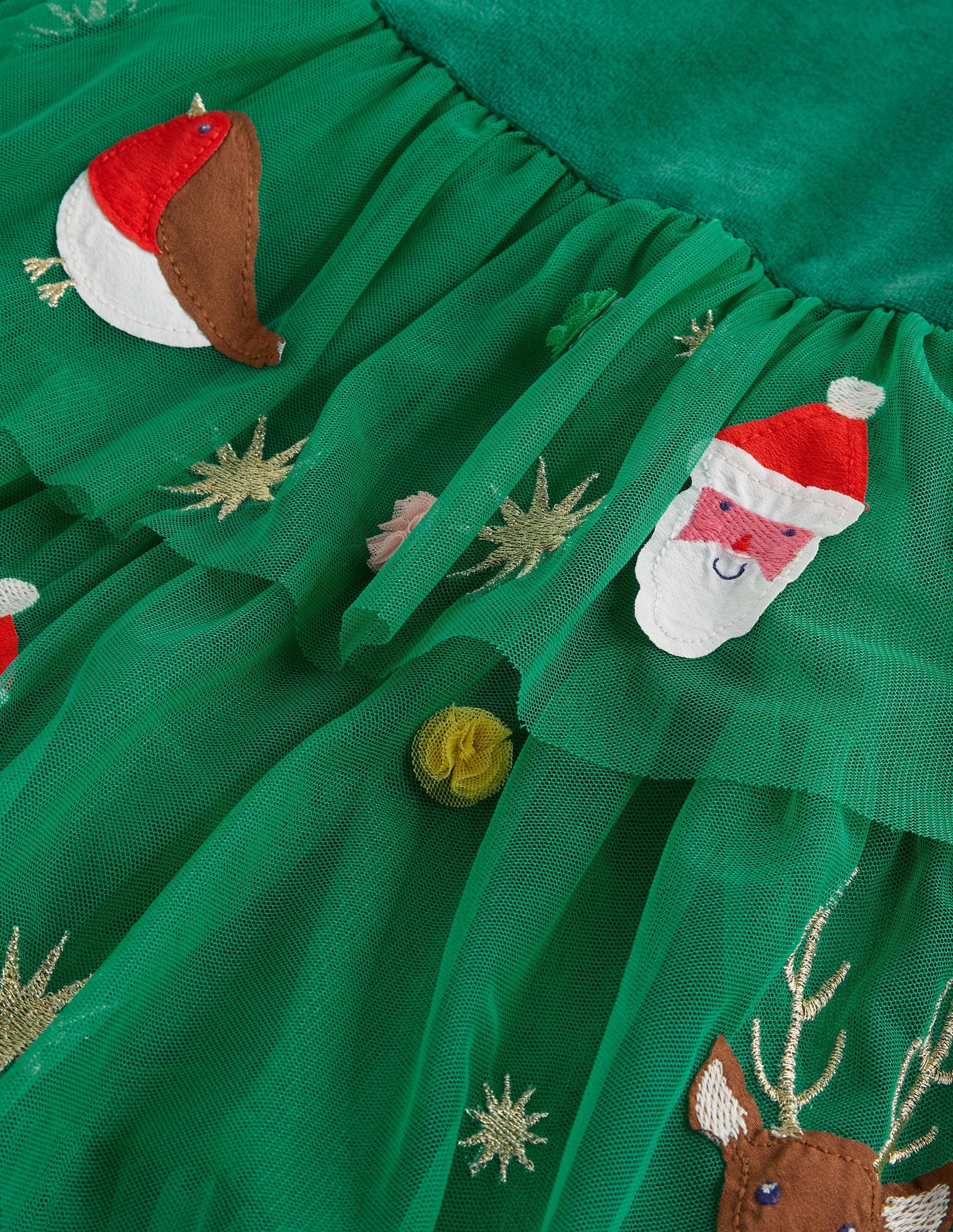 Green Tiered Tulle Christmas Party Dress-Waldgrün, Weihnachtsmotiv-3