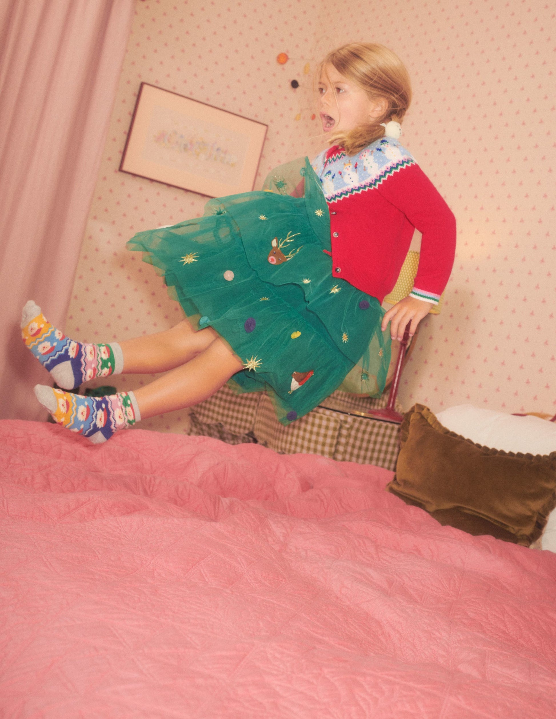 Green Tiered Tulle Christmas Party Dress-Waldgrün, Weihnachtsmotiv-6