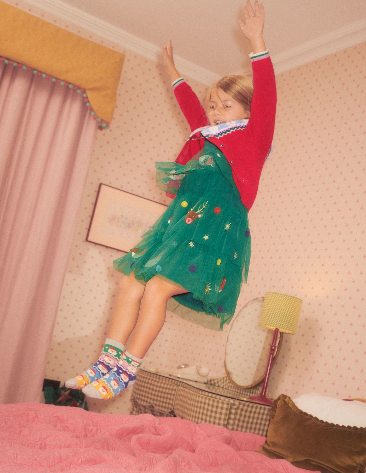 Green Tiered Tulle Christmas Party Dress-Waldgrün, Weihnachtsmotiv - Image 7
