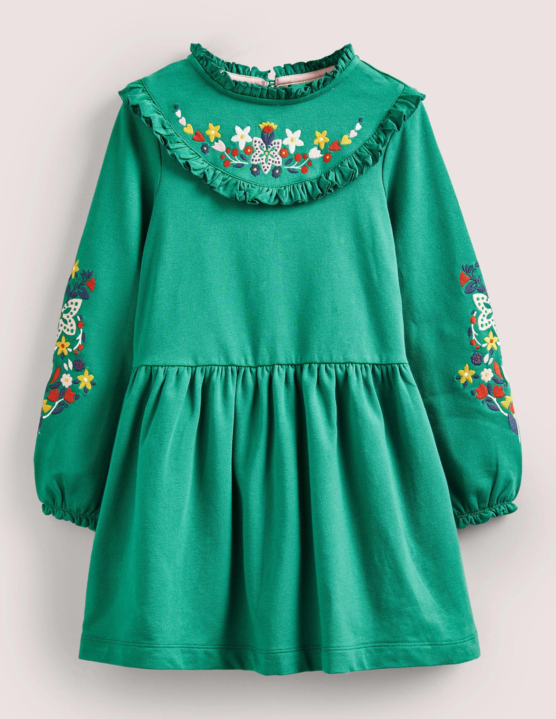 Robe-sweat brodée-Vert clairière ombragée-1
