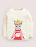 Oberteil mit Motiv auf Vorder- und Rückseite-Vanille, Weihnachtshase