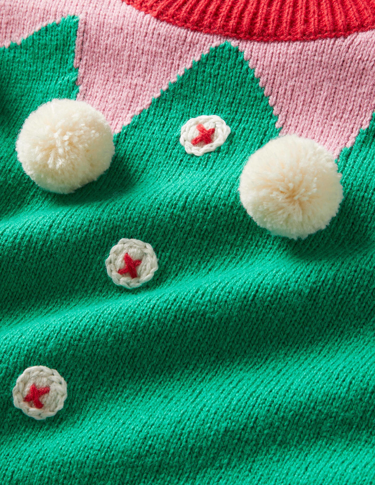 Green Stripe Elf Pompom Christmas Jumper-Paprikagrün, Elf - Image 3