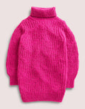 Robe torsadée épaisse à col roulé-Rose éclatant