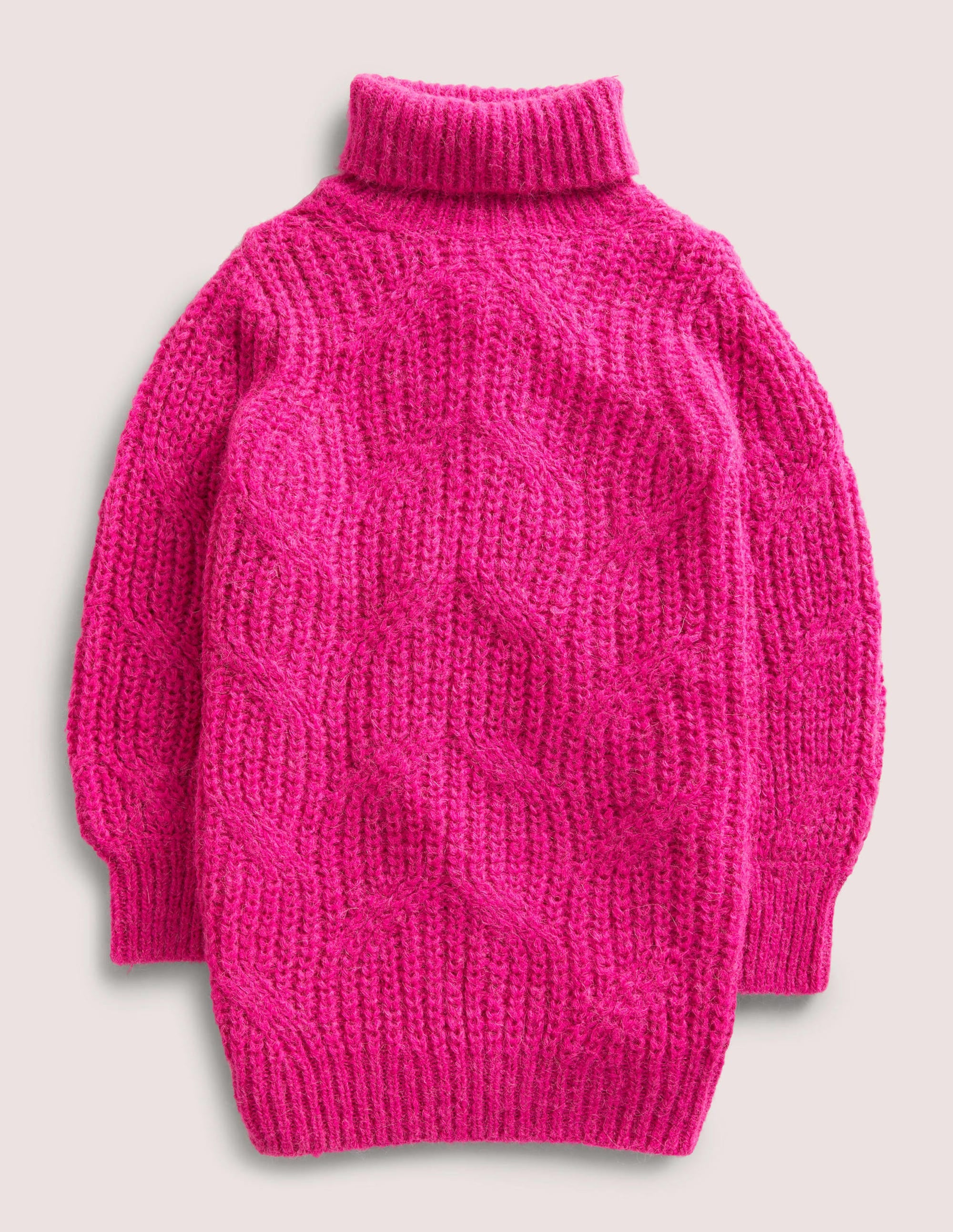 Robe torsadée épaisse à col roulé-Rose éclatant - Image 1