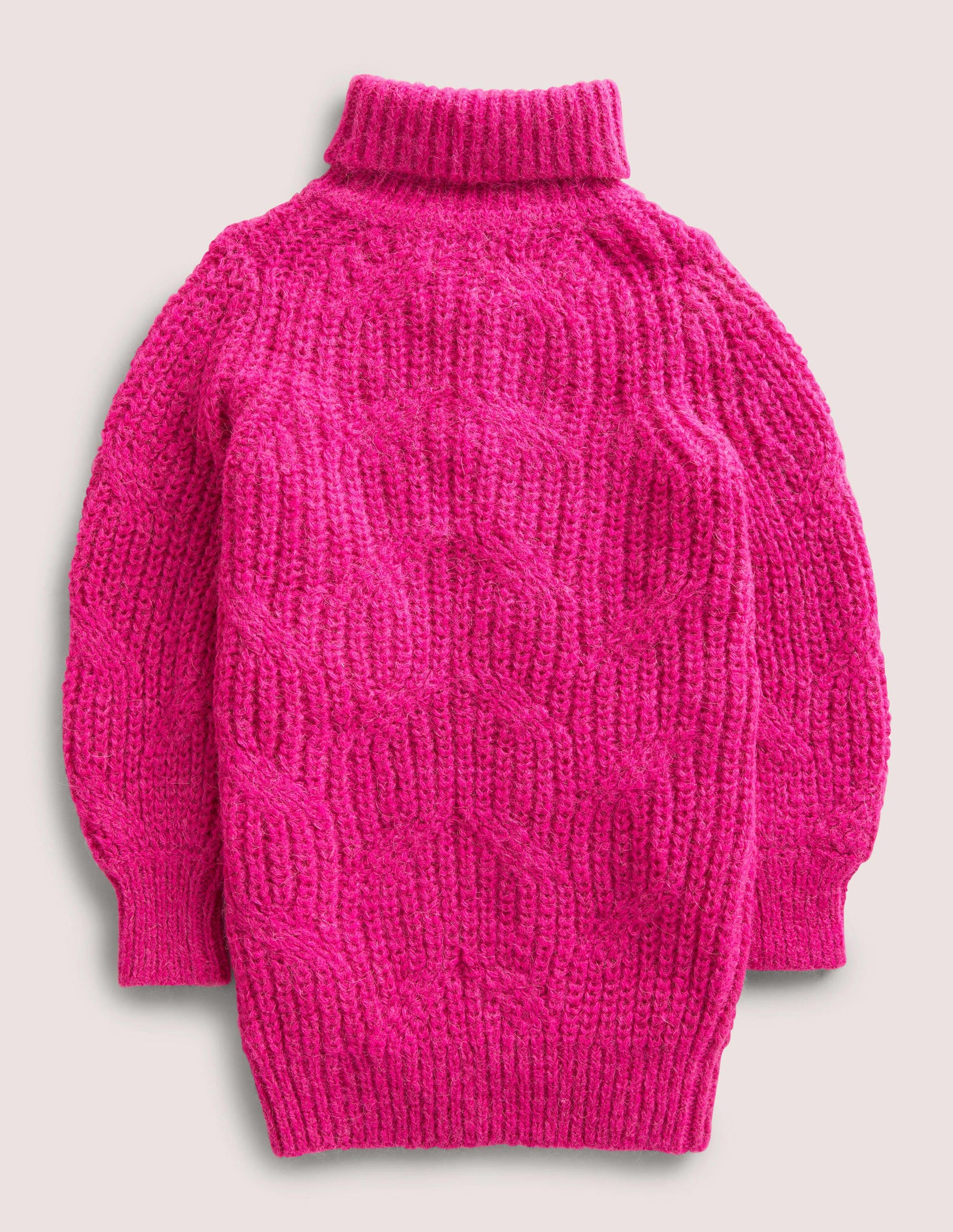 Robe torsadée épaisse à col roulé-Rose éclatant-2
