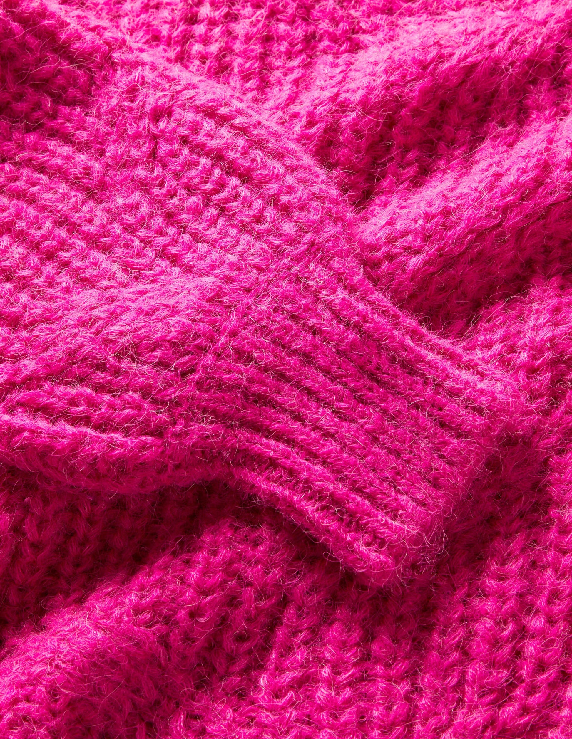 Robe torsadée épaisse à col roulé-Rose éclatant-3