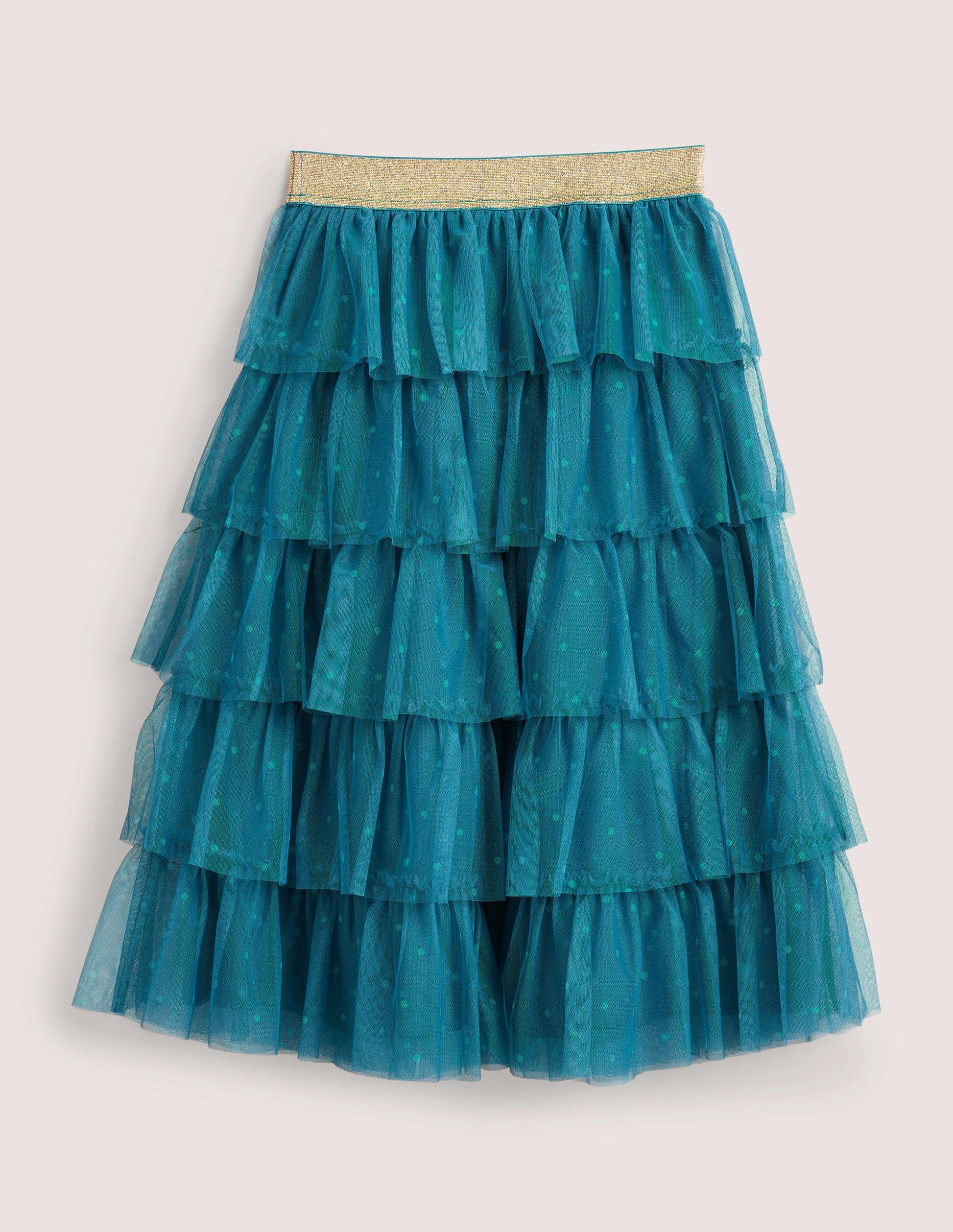 Jupe midi en tulle-Pois baltique et vert-2