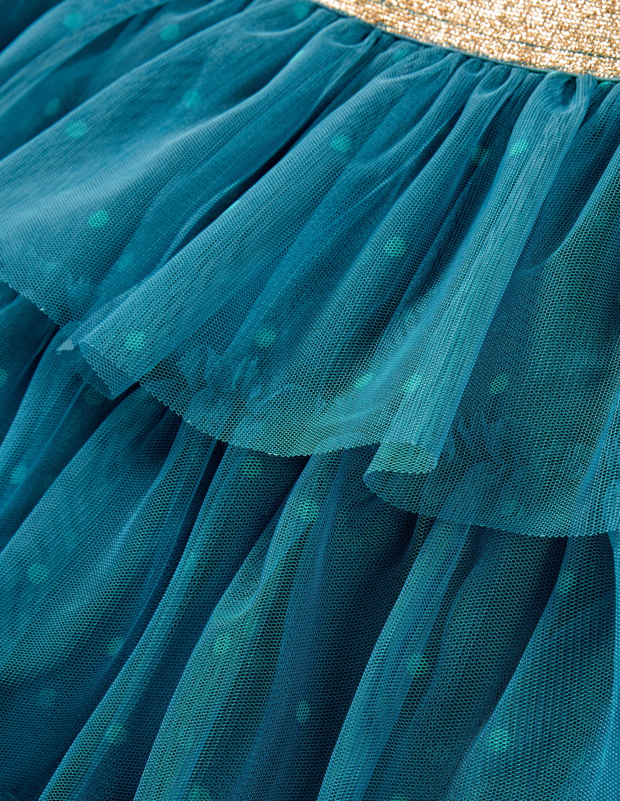 Jupe midi en tulle-Pois baltique et vert - Image 3