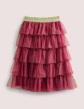 Tulle Midi Skirt-Damson and Navy Spot