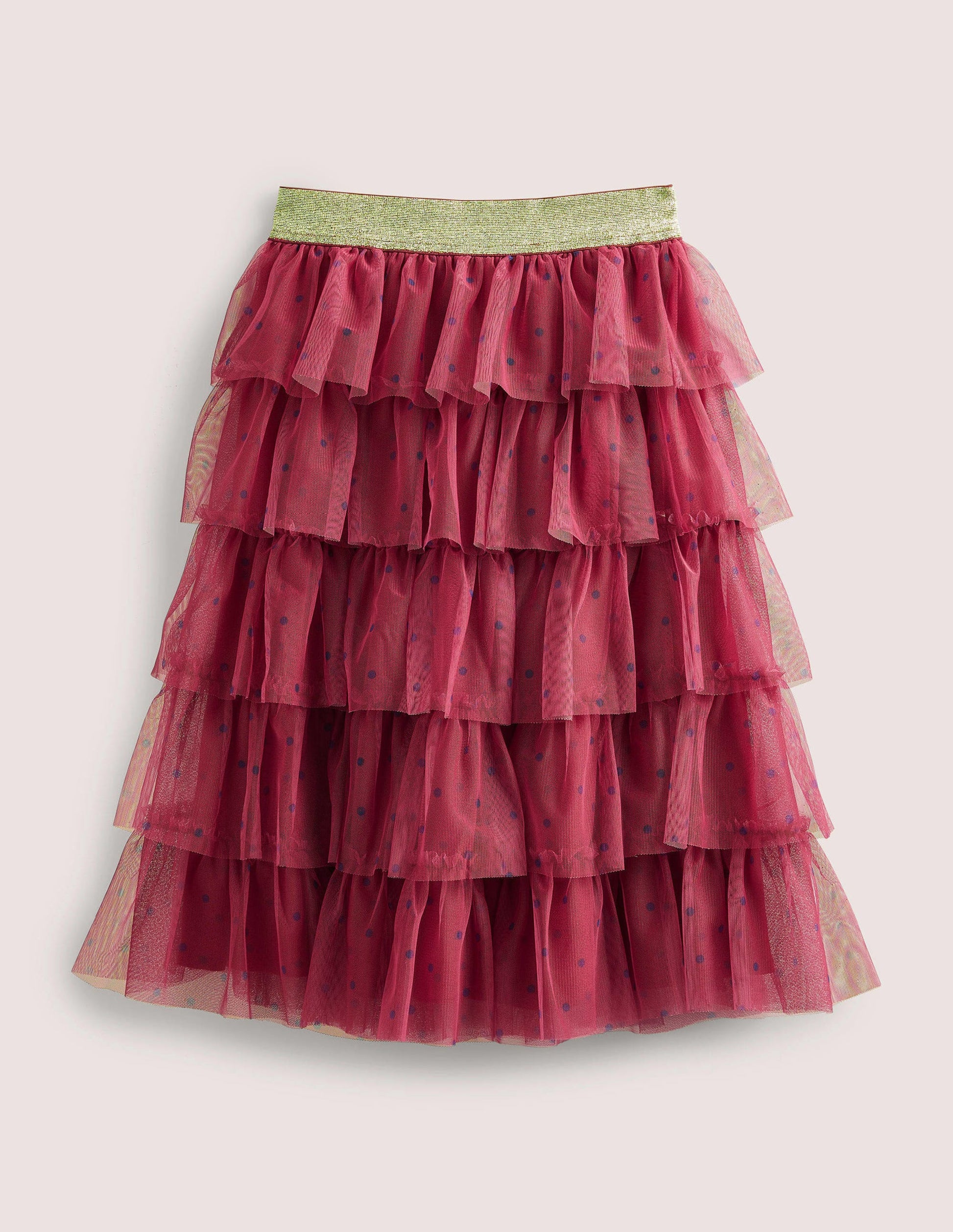 Tulle Midi Skirt-Damson and Navy Spot-1