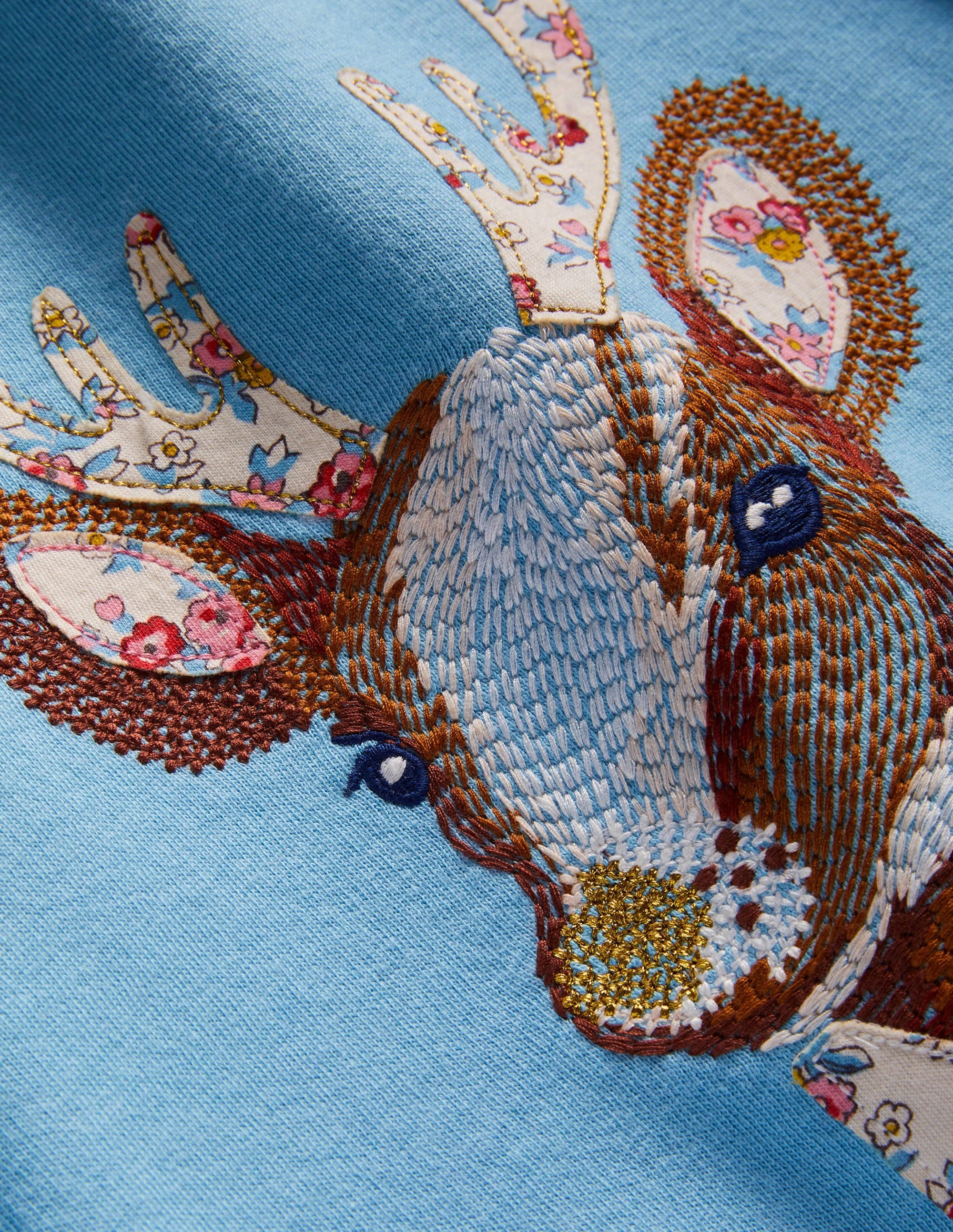 Blue Reindeer Embroidered Sweatshirt-Renne bleu ancien - Image 3