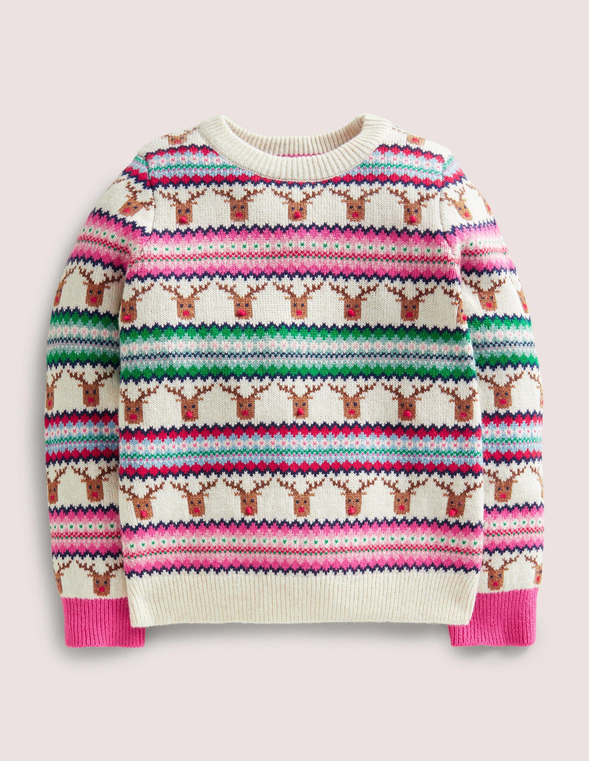 Reindeer Fair Isle Christmas Jumper-Bunt, Gestreift/Rentier-1