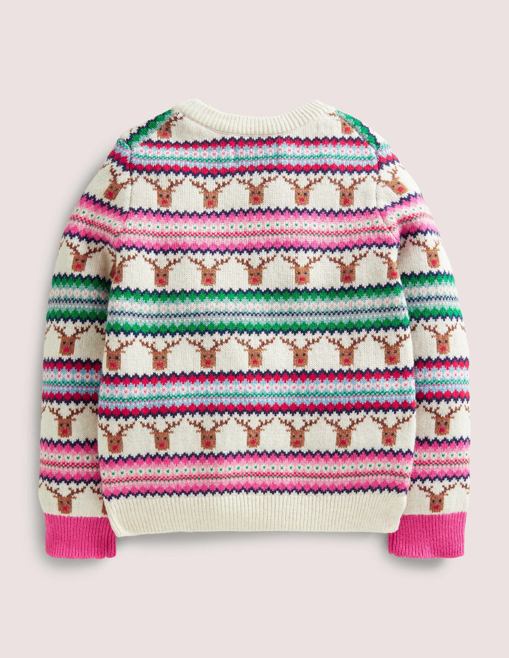 Reindeer Fair Isle Christmas Jumper-Bunt, Gestreift/Rentier-2