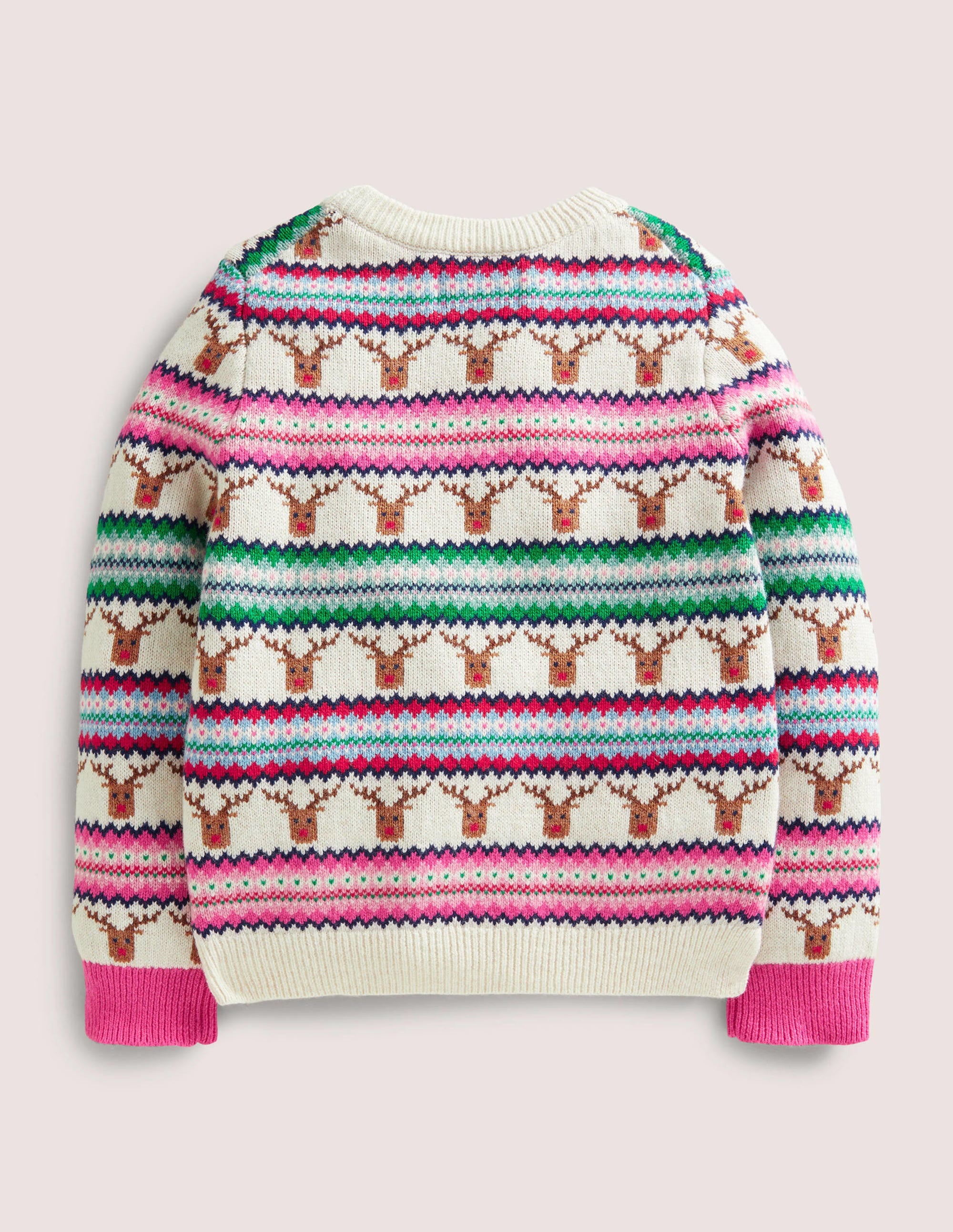 Reindeer Fair Isle Christmas Jumper-Bunt, Gestreift/Rentier - Image 2
