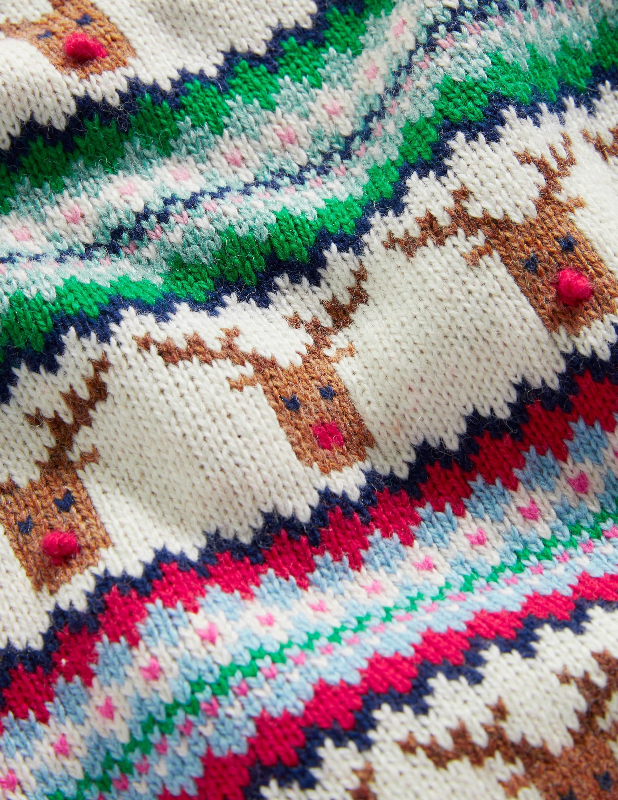 Reindeer Fair Isle Christmas Jumper-Bunt, Gestreift/Rentier - Image 3