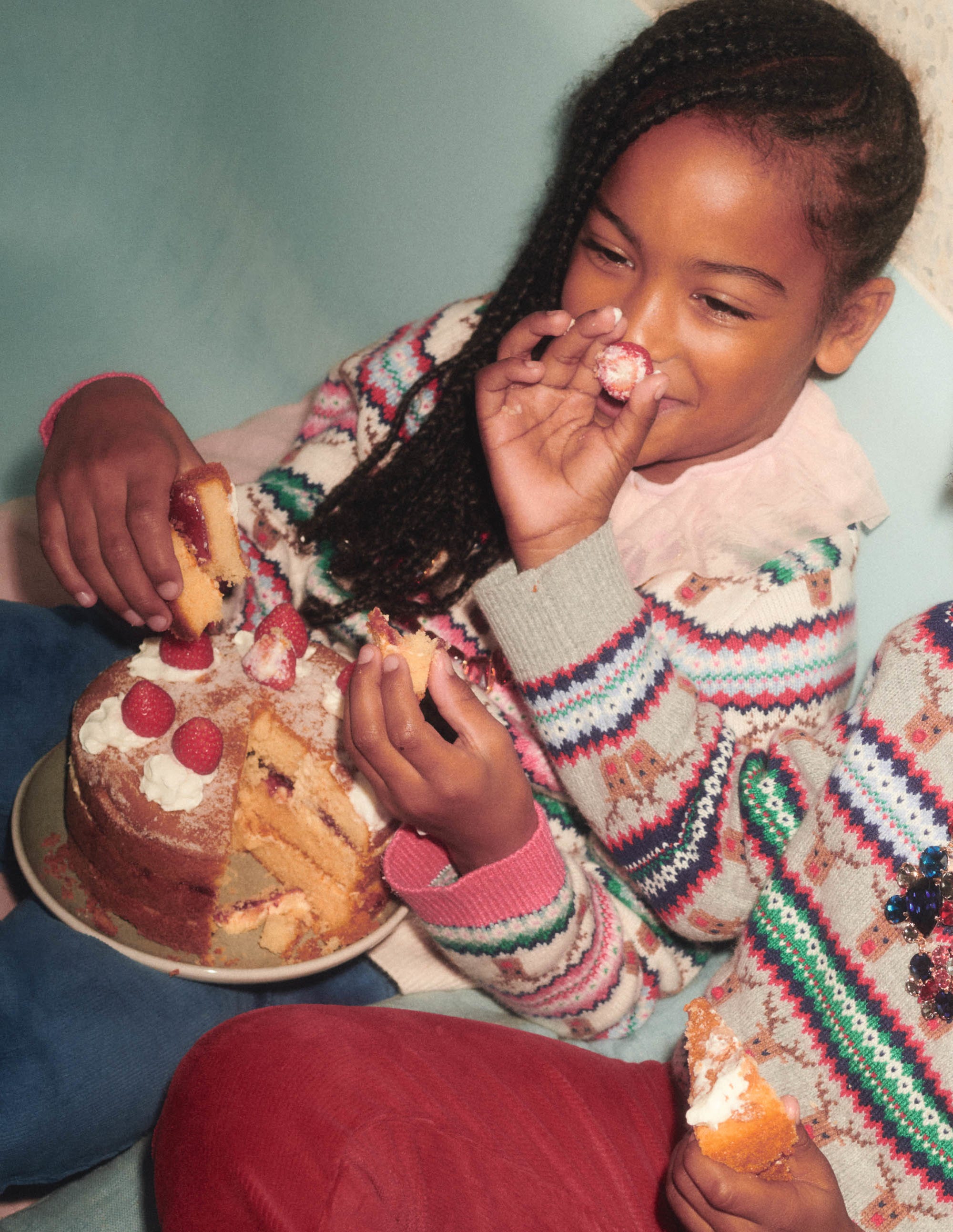 Reindeer Fair Isle Christmas Jumper-Bunt, Gestreift/Rentier - Image 5