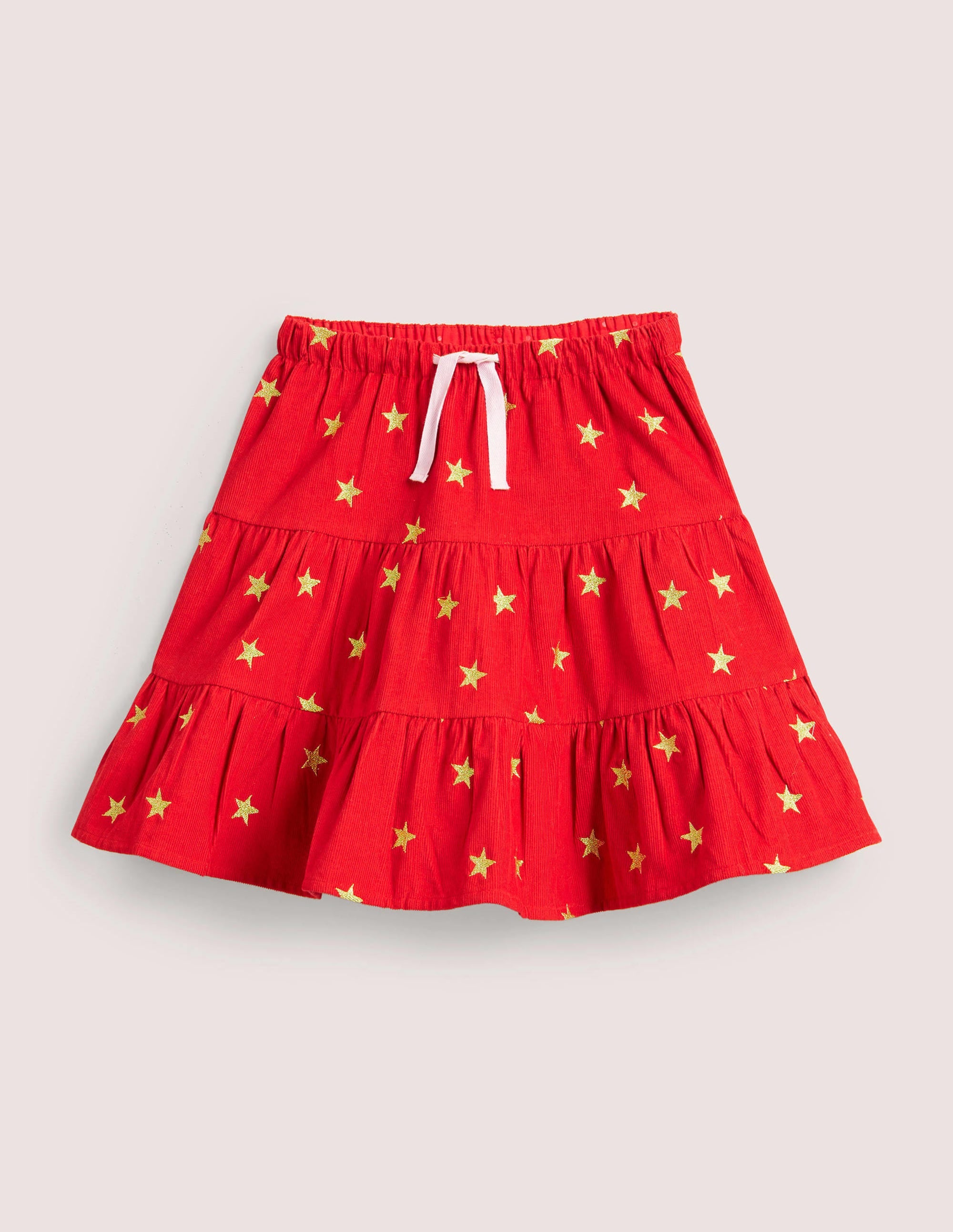 Embroidered Twirly Midi Skirt-Rockabilly Red - Image 1