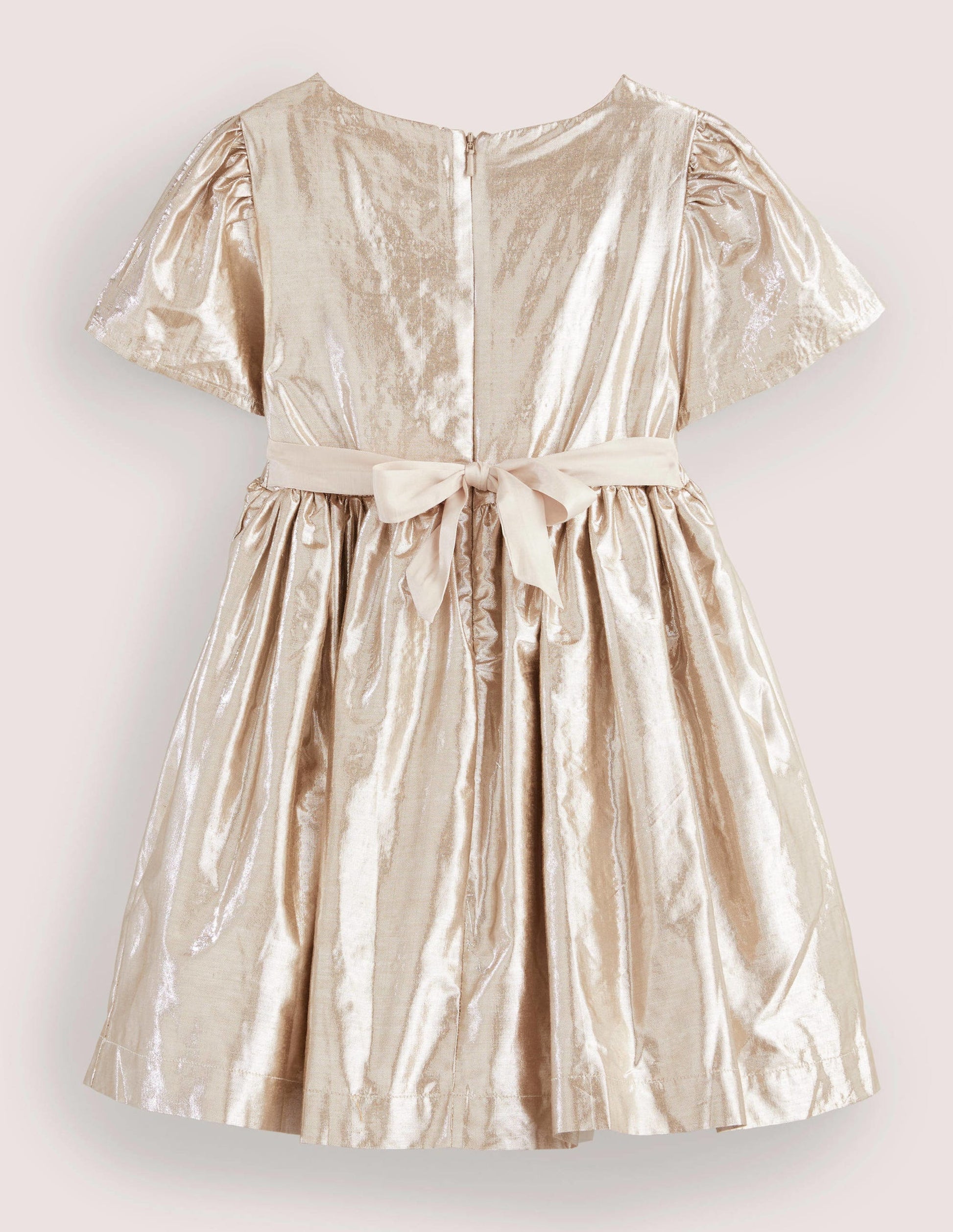 Metallic Gold Bow Party Dress-Doré métallisé-2