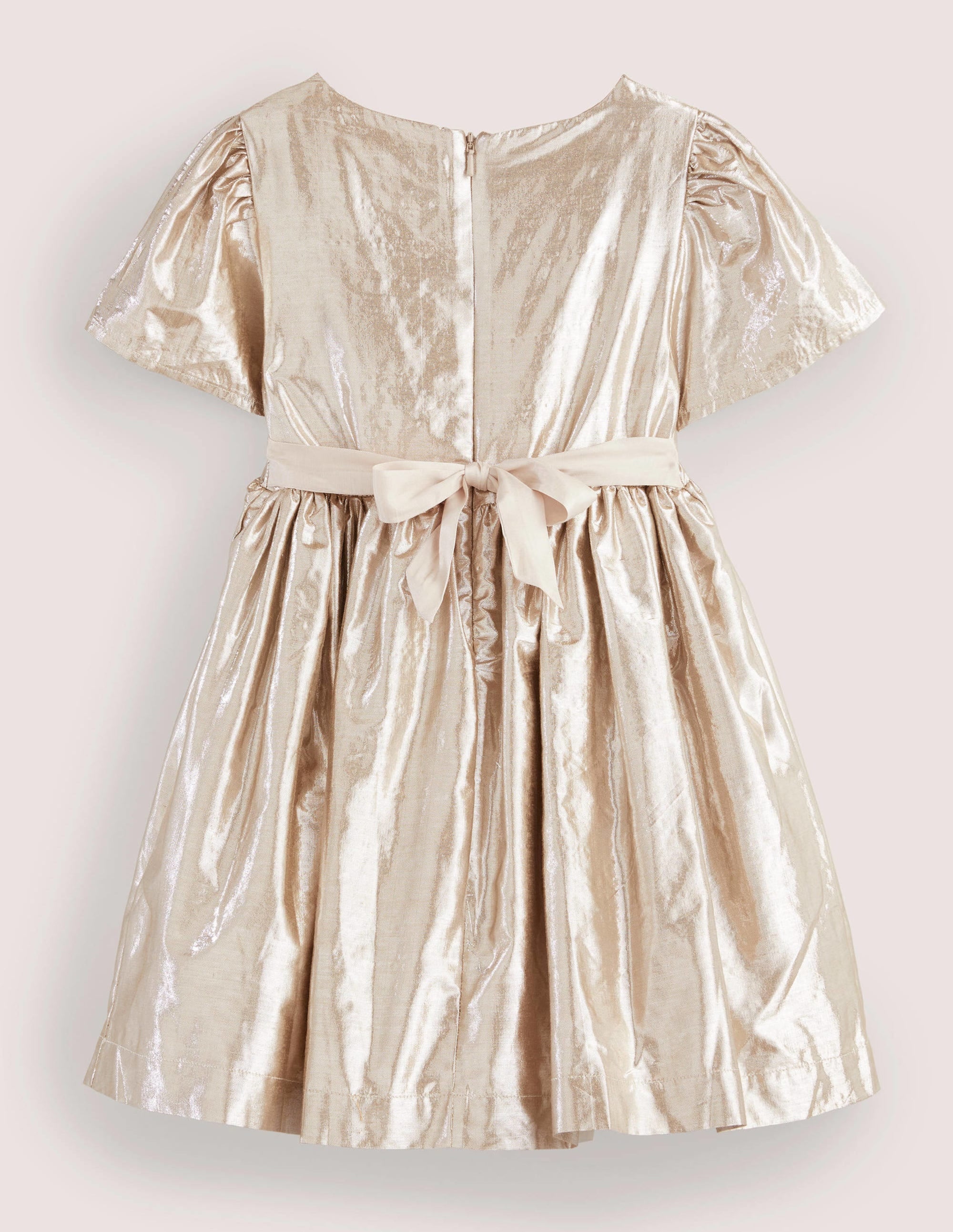 Metallic Gold Bow Party Dress-Doré métallisé - Image 2