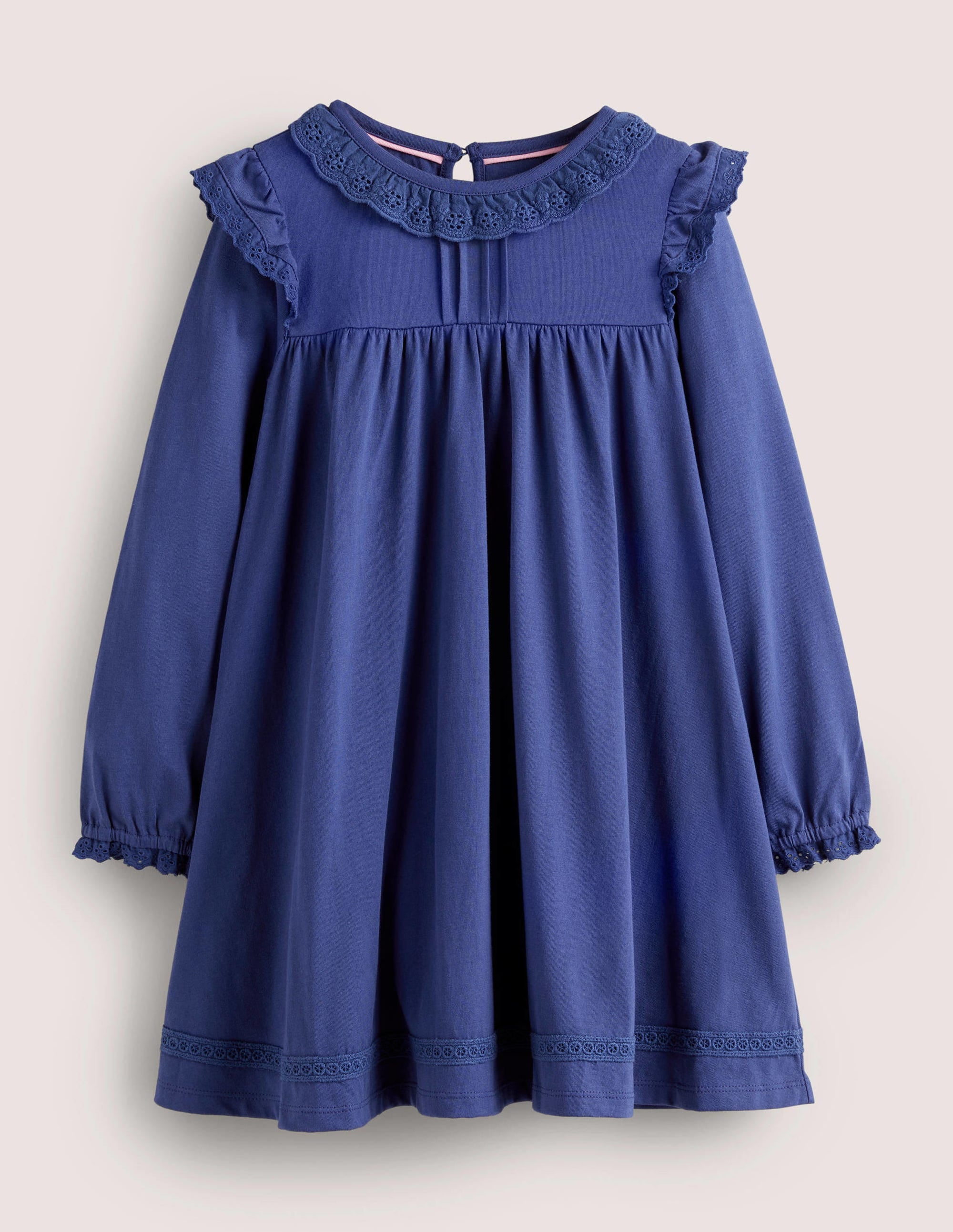 Rüschenkleid mit Lochstickerei-Segelblau - Image 1