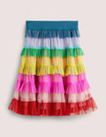 Rainbow Tiered Tulle Midi Skirt-Multi Rainbow