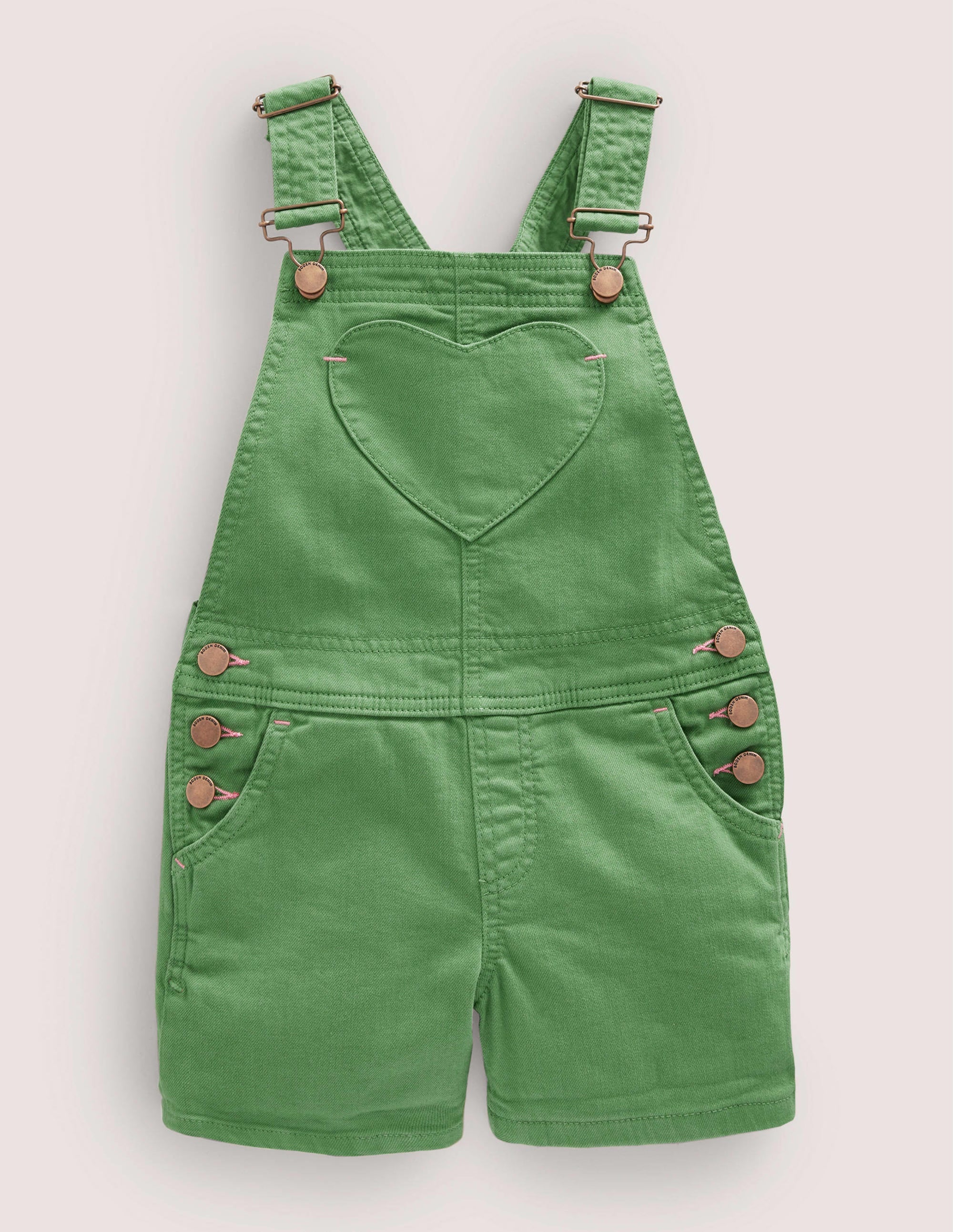 Kurze Latzhose mit Herztaschen-Safarigrün - Image 1
