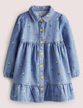 Originelles Vintage-Jeanskleid-Medium Vintage Denim Blumen