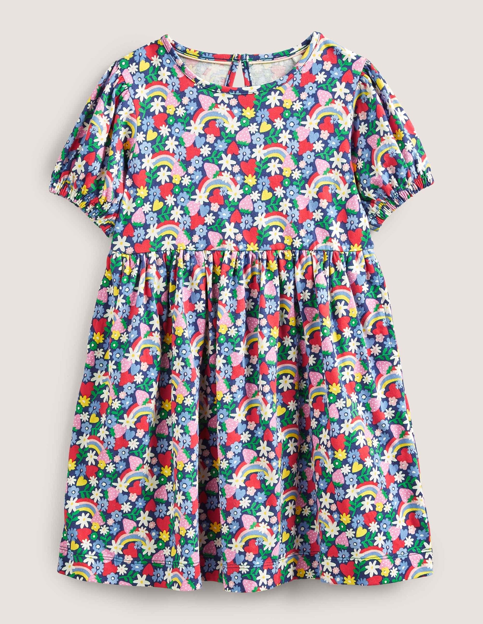 Kleid mit Puffärmeln-Bunt, Regenbogenfarben-1