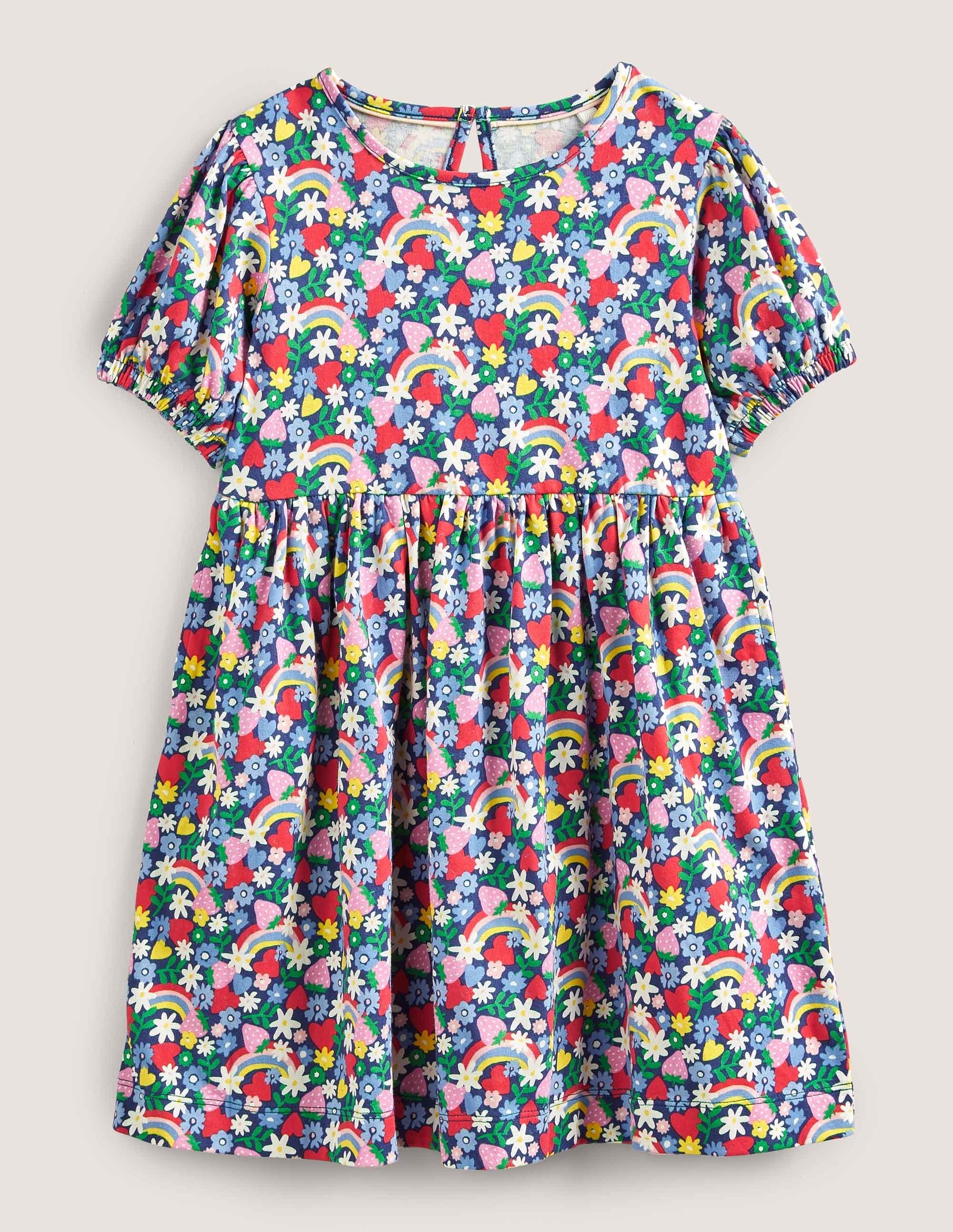 Kleid mit Puffärmeln-Bunt, Regenbogenfarben - Image 1
