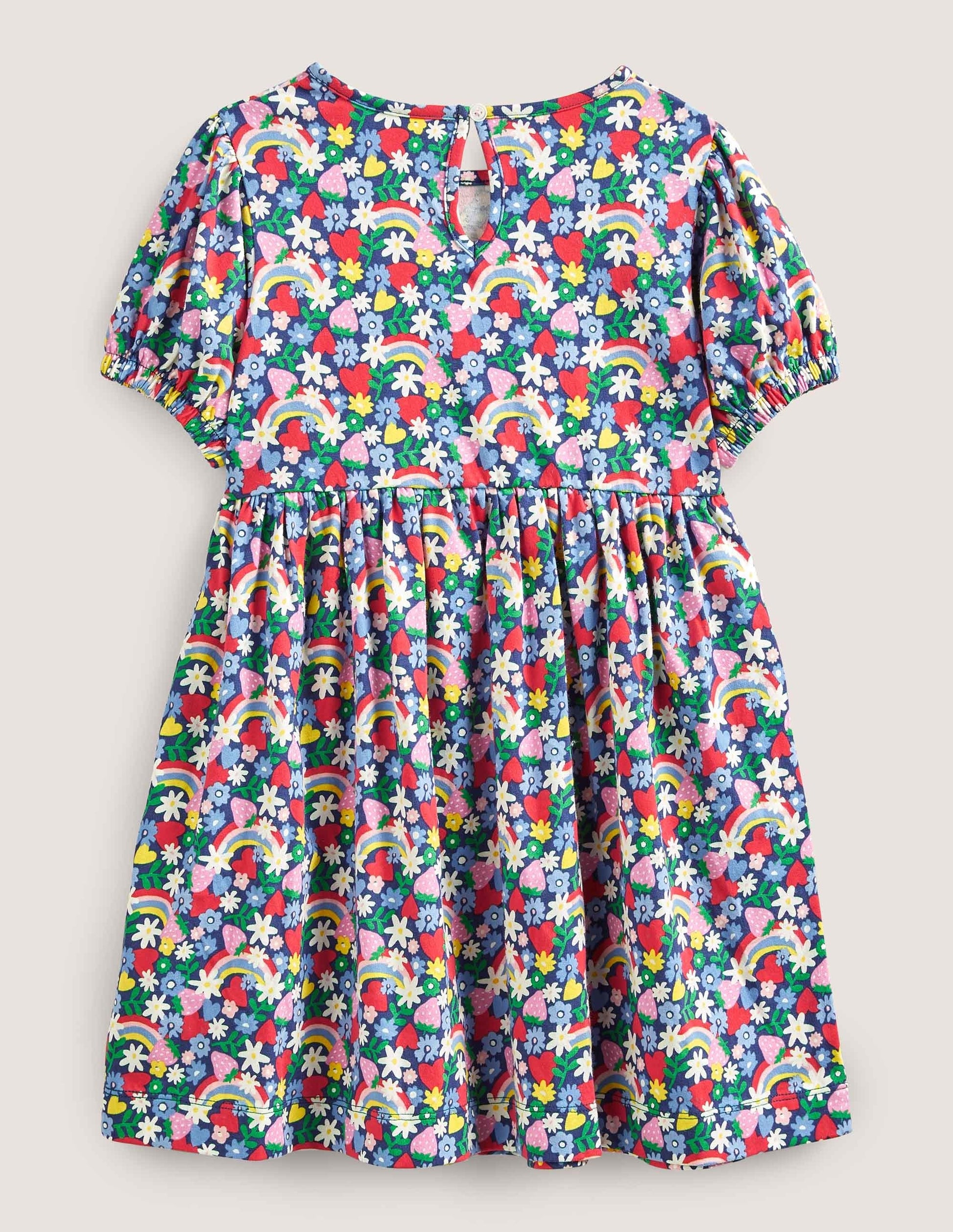 Kleid mit Puffärmeln-Bunt, Regenbogenfarben-2