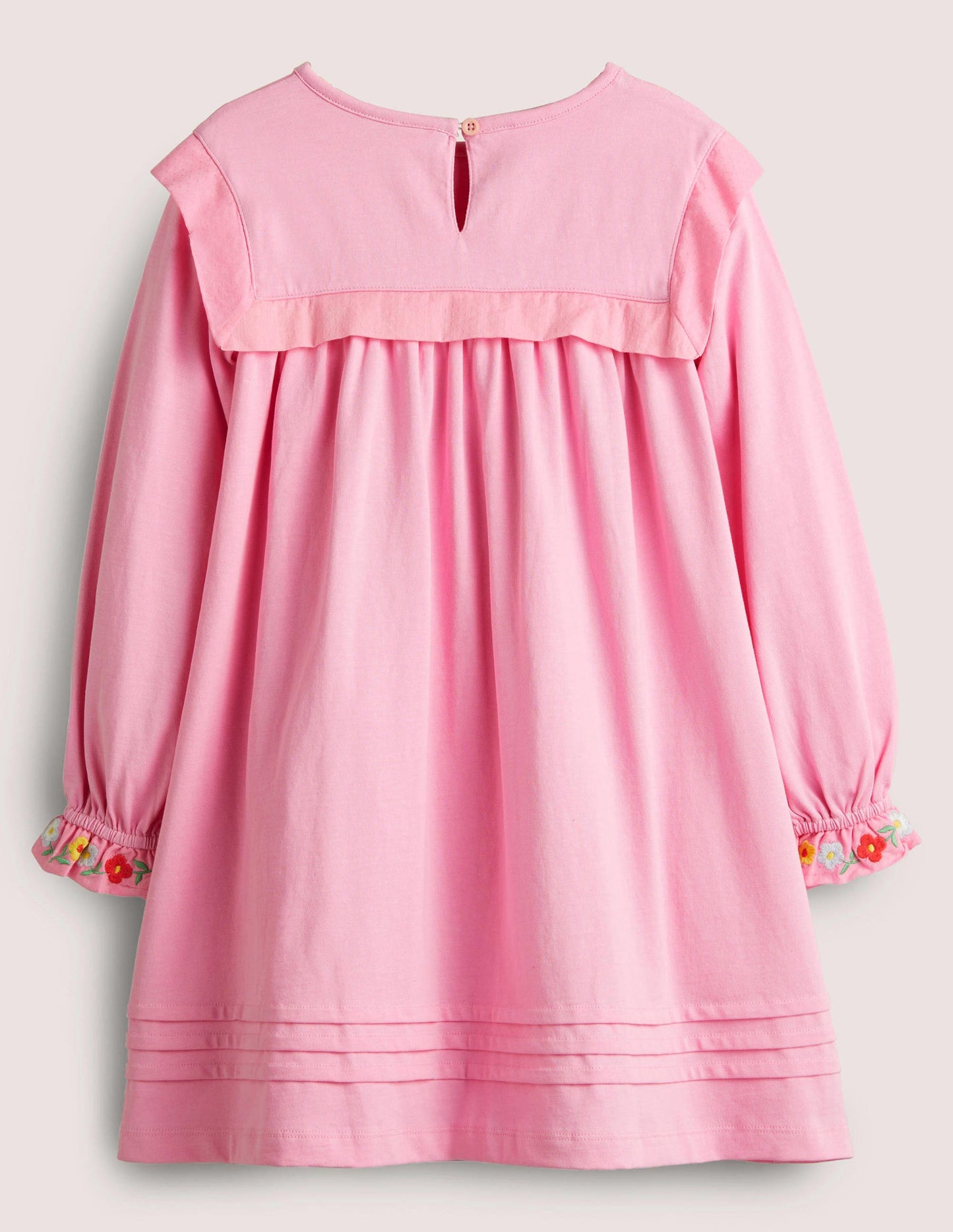 Robe en jersey avec empiècement brodé-Rose mousseline lilas