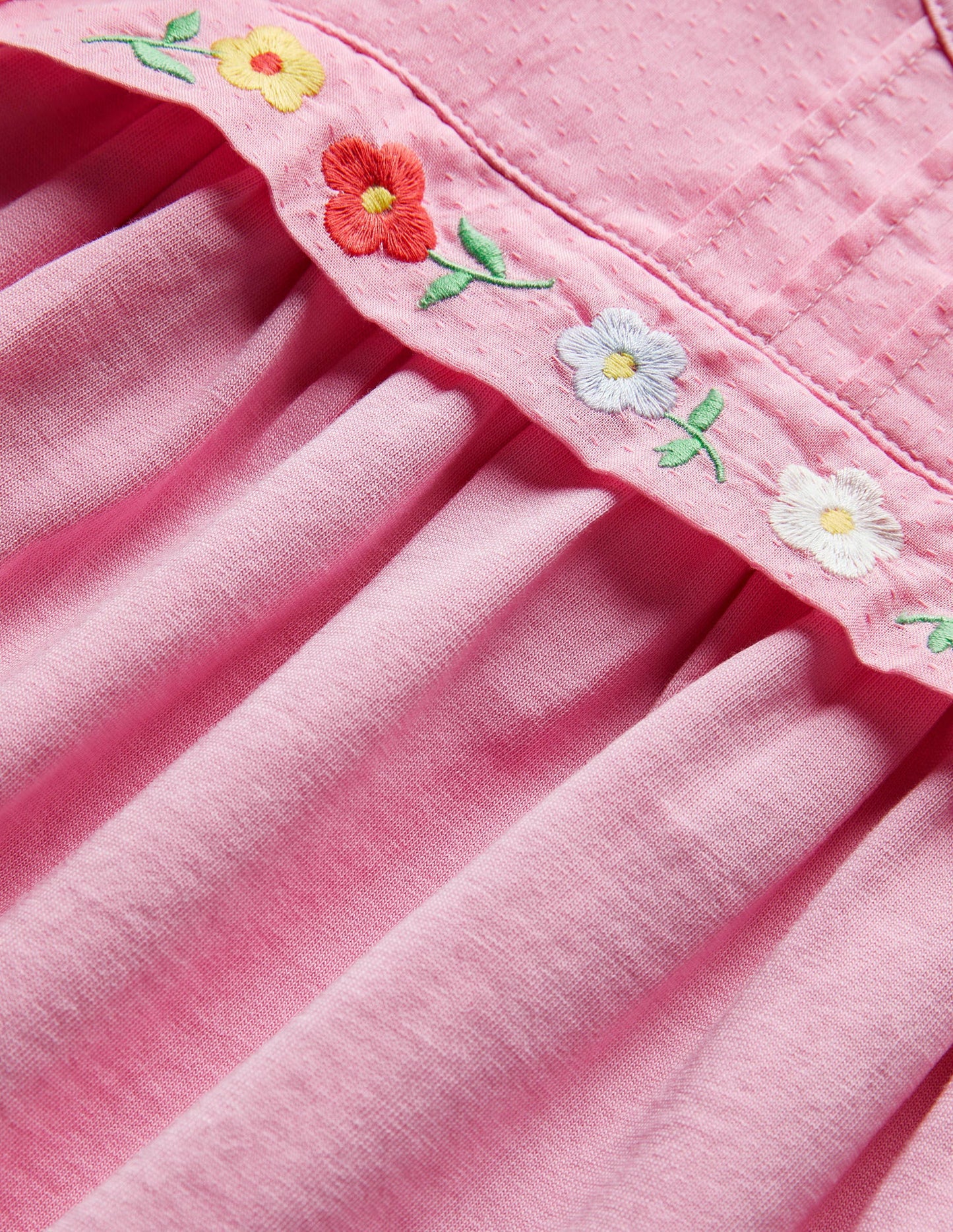 Robe en jersey avec empiècement brodé-Rose mousseline lilas