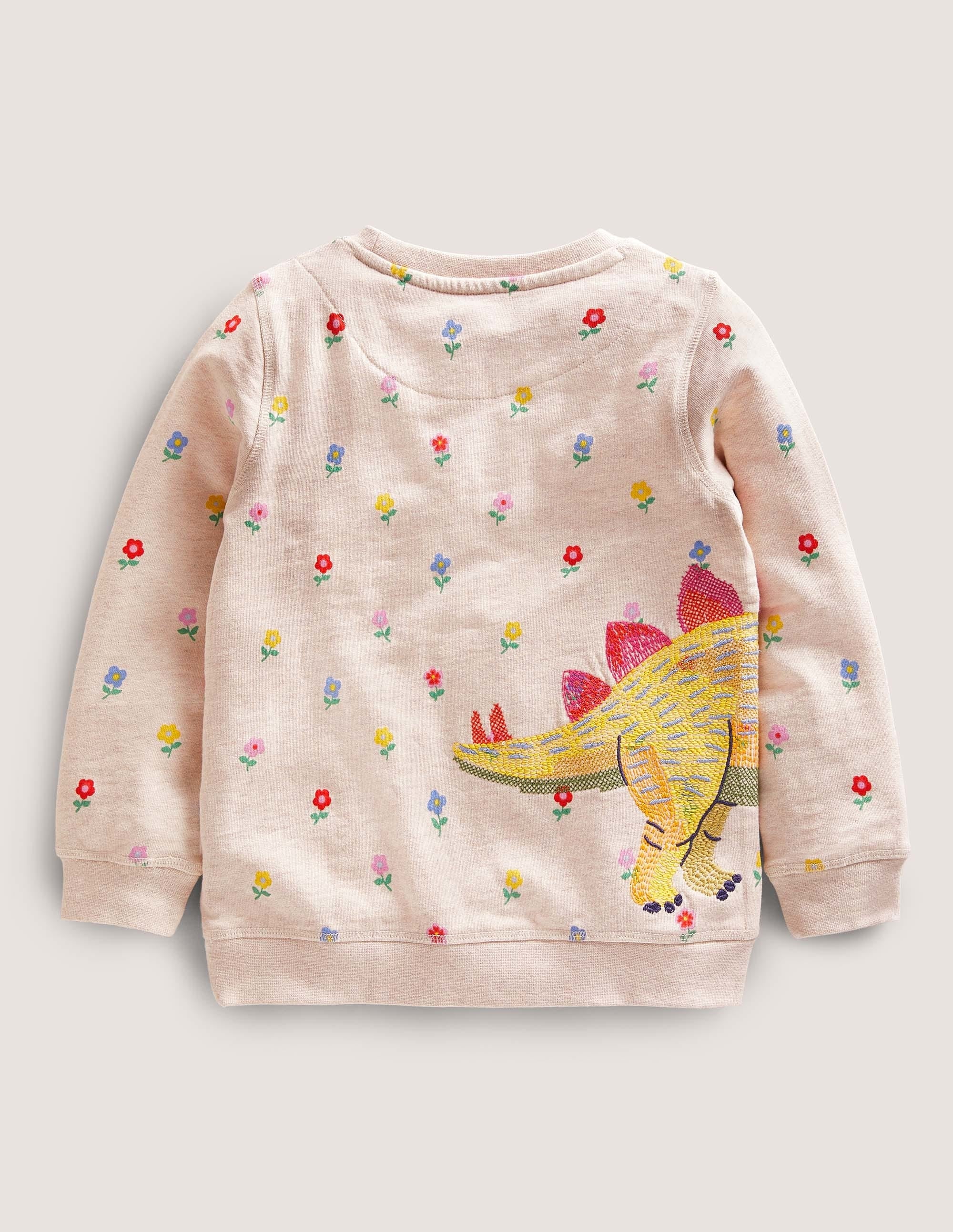 Sweatshirt mit Superstitch-Hellbeige Meliert, Dinosaurier - Image 2