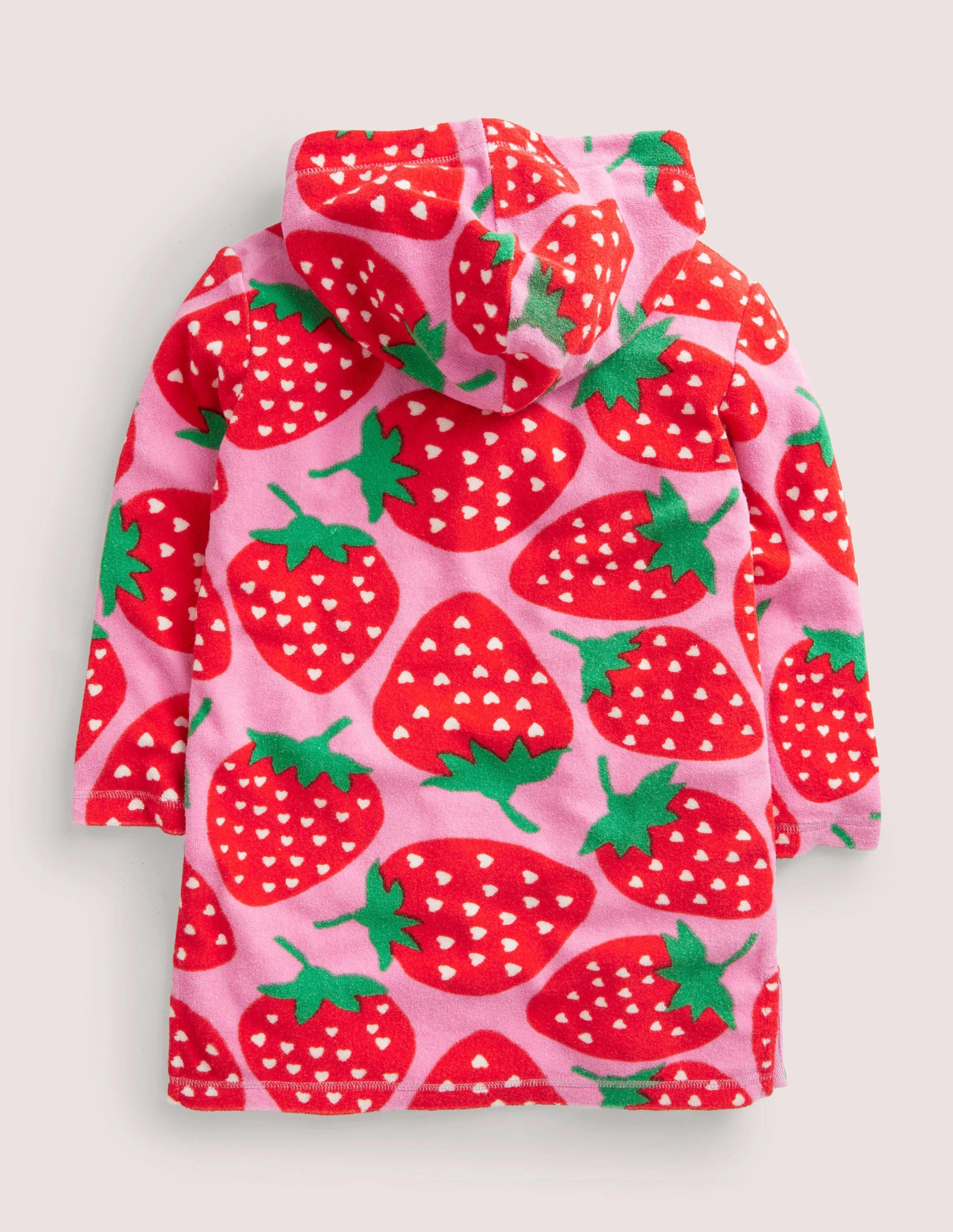 Gemustertes Frottee-Strandkleid-Rosarot, Erdbeeren - Image 2