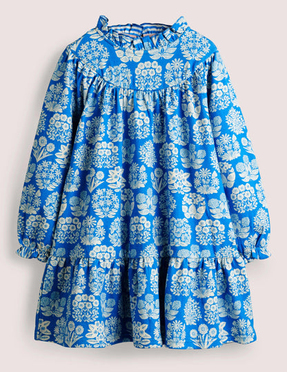 Lightweight Sweat Dress-Bright Marina Blue Floral