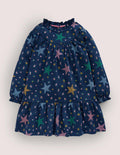 Leichtes Sweatshirtkleid-Schuluniform-Navy, Sterne/Blumen