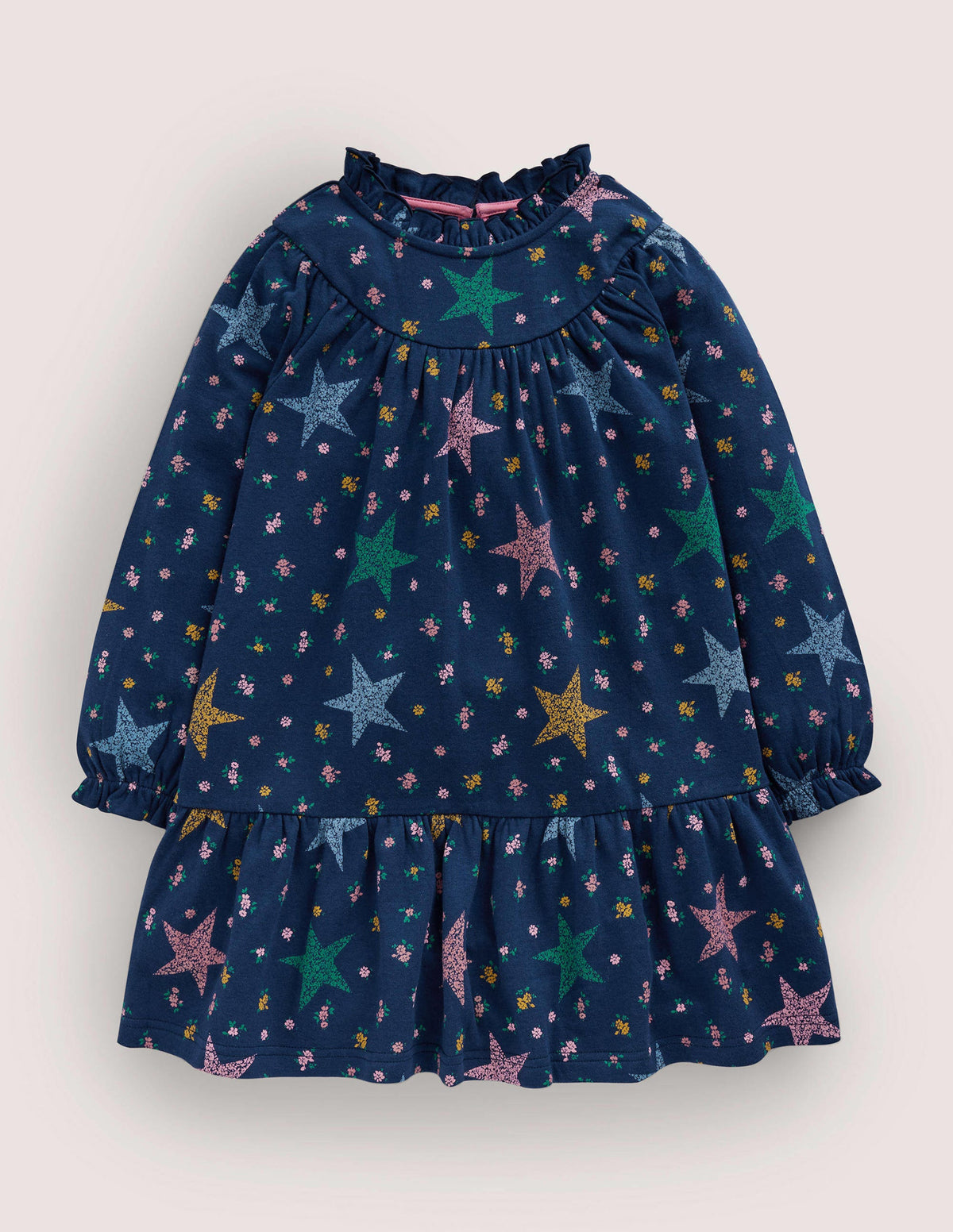 Leichtes Sweatshirtkleid-Schuluniform-Navy, Sterne/Blumen - Image 1