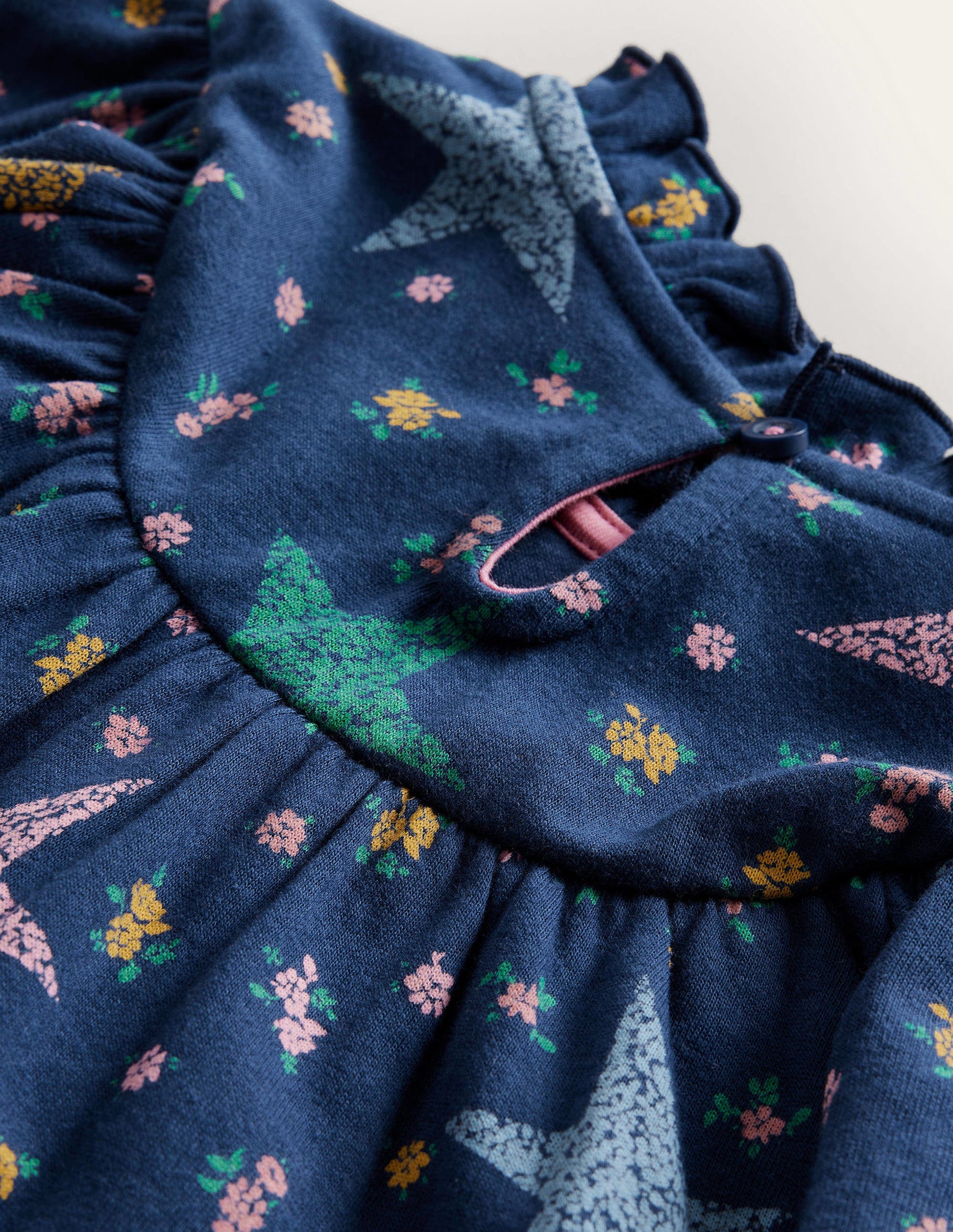 Leichtes Sweatshirtkleid-Schuluniform-Navy, Sterne/Blumen-3
