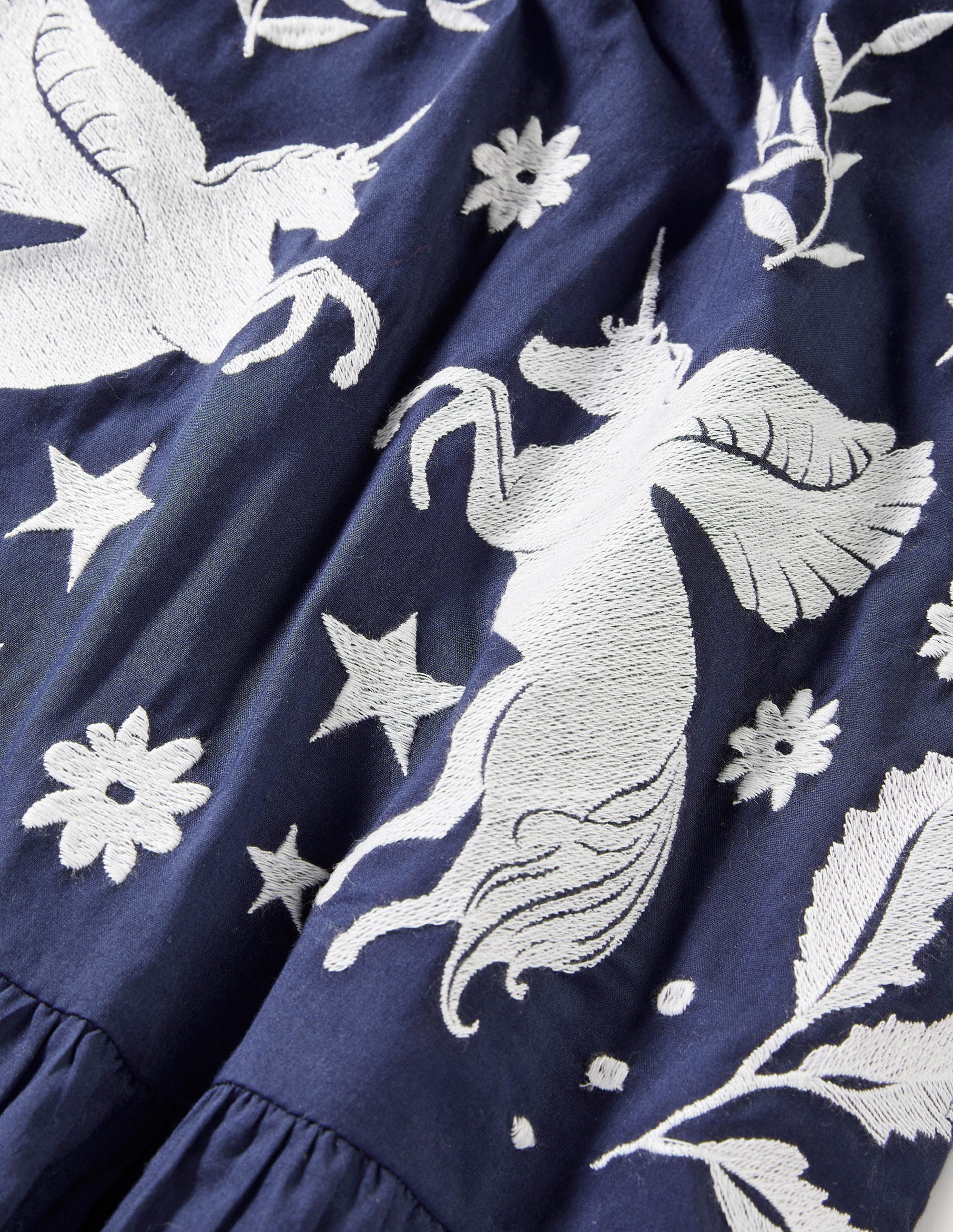 Puff Sleeve Embroidered Dress-College Navy - Image 3